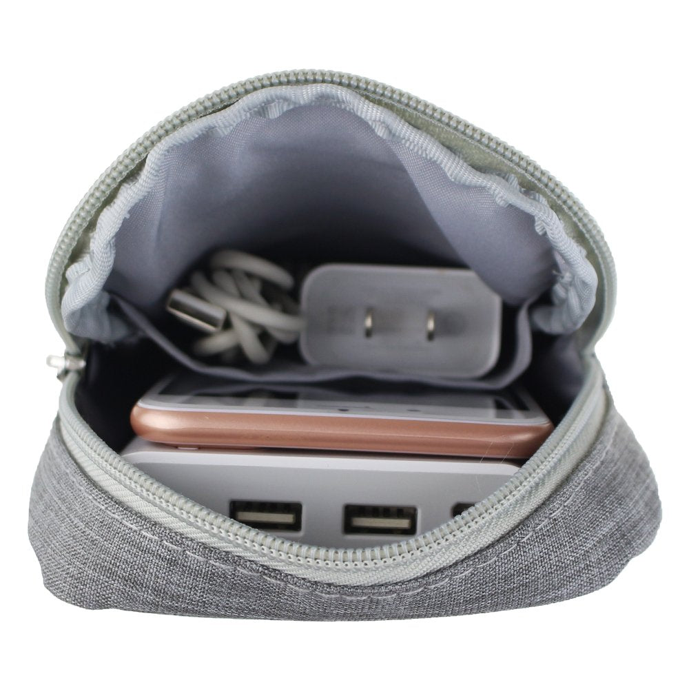 Electronic Accessories Bag,Digital Gadget Organizer Case,Gray Nylon Travel Gear Storage Carrying Sleeve Pouch For Cable,Usb,Earp