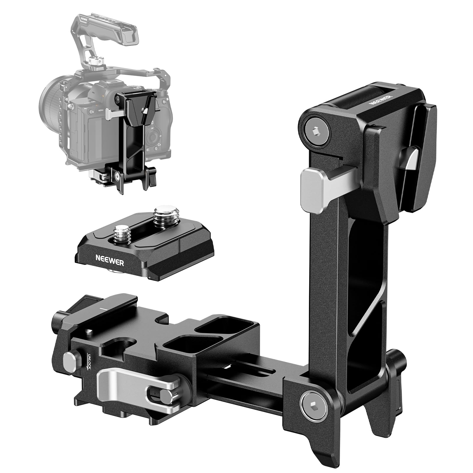 Neewer Foldable V Mount Battery Plate With Arca Type Baseplate For Pd Quick Release Plate Dji Rs3 Pro Gimbal & Tripod, Easy Dslr