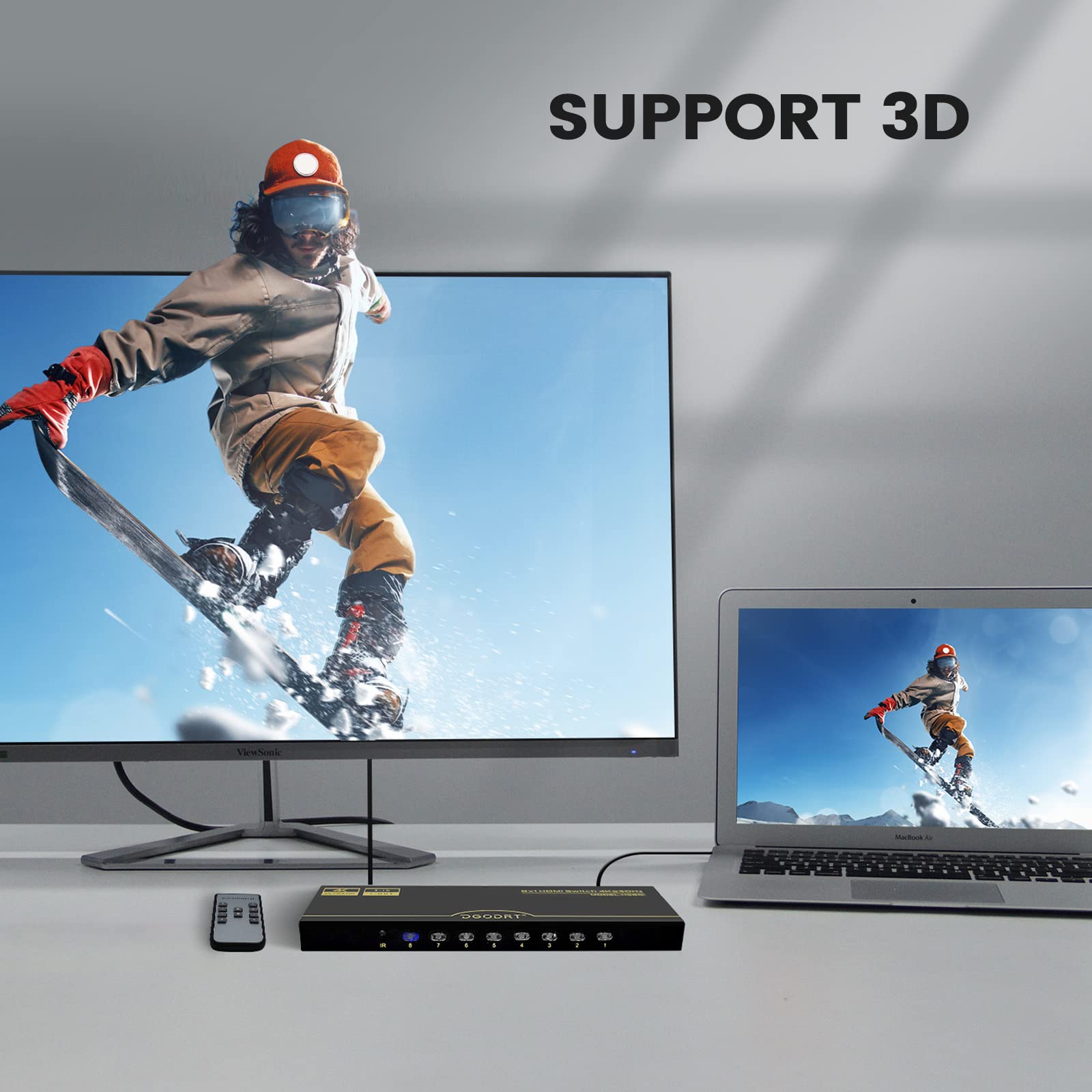 Dgodrt 8  1 Hdmi Switch 8 In 1 Out, 8 Port 4K Hdmi Switcher Selector Box With Ir Remote Control, Support 4K@30Hz Ultra Hdr Hdcp