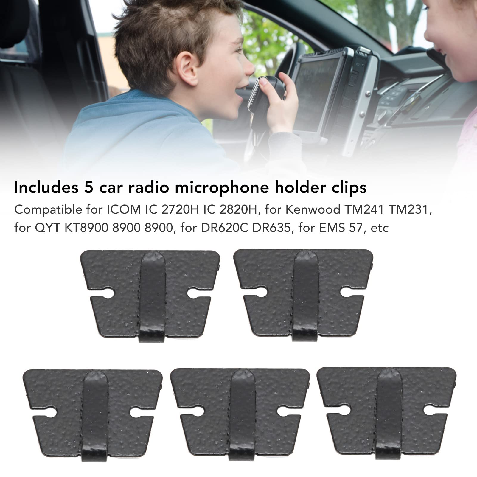 5Pcs Mic Microphone Holder Clip, Metal Car Radio Microphone Hang Up Clip Radio Mic Bracket Clamp For Icom Ic 2720H Ic 2820H, For Kenwood Tm241 Tm231, For Kt8900 8900, Etc