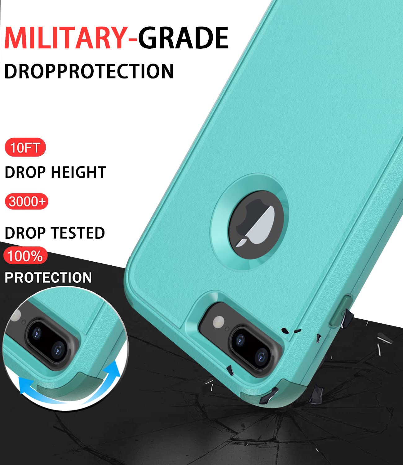 Diverbox For Iphone 8 Plus Case, Iphone 7 Plus Case [Shockproof] [Dropproof] [Dust Proof],Heavy Duty Protection Phone Case Cover