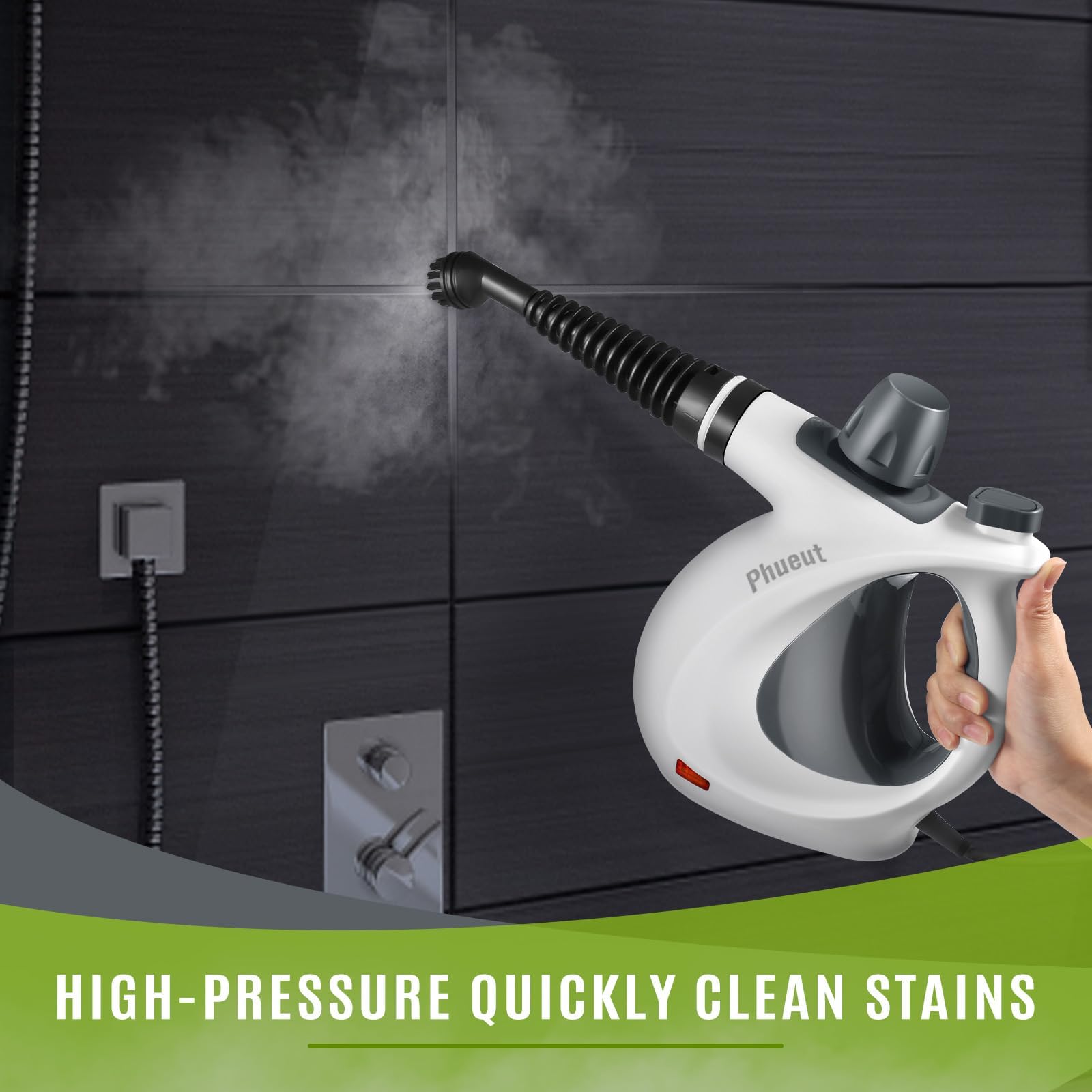 Phueut Pressurized Handheld Multi Surface Natural Steam Cleaner With 12 Pcs Accessories, Multi Purpose Steamer For Home Use, Ste