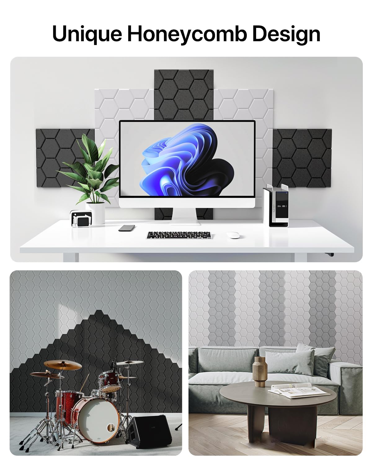 Soundproof Wall Panels, Kuchoow Acoustic Panels Sound Absorbing, 18 Pack High Density Sound Proof Panels For Walls Self Adhesive