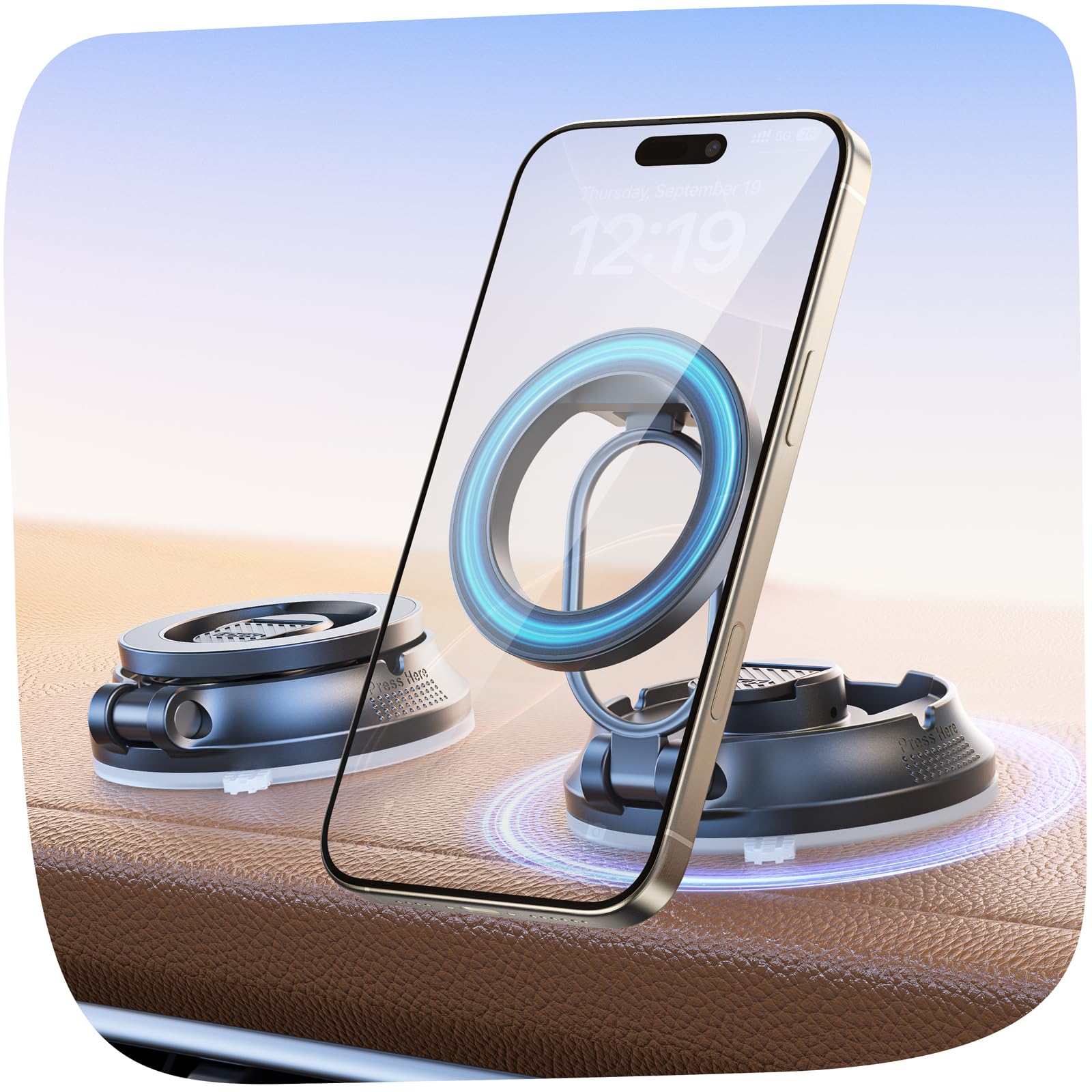 ?2025 Newest?Superone For Magsafe Car Mount Suction Cup,?80% Less Spcae, Strongest Suction?Magnetic Phone Holder For Car, Vacuum