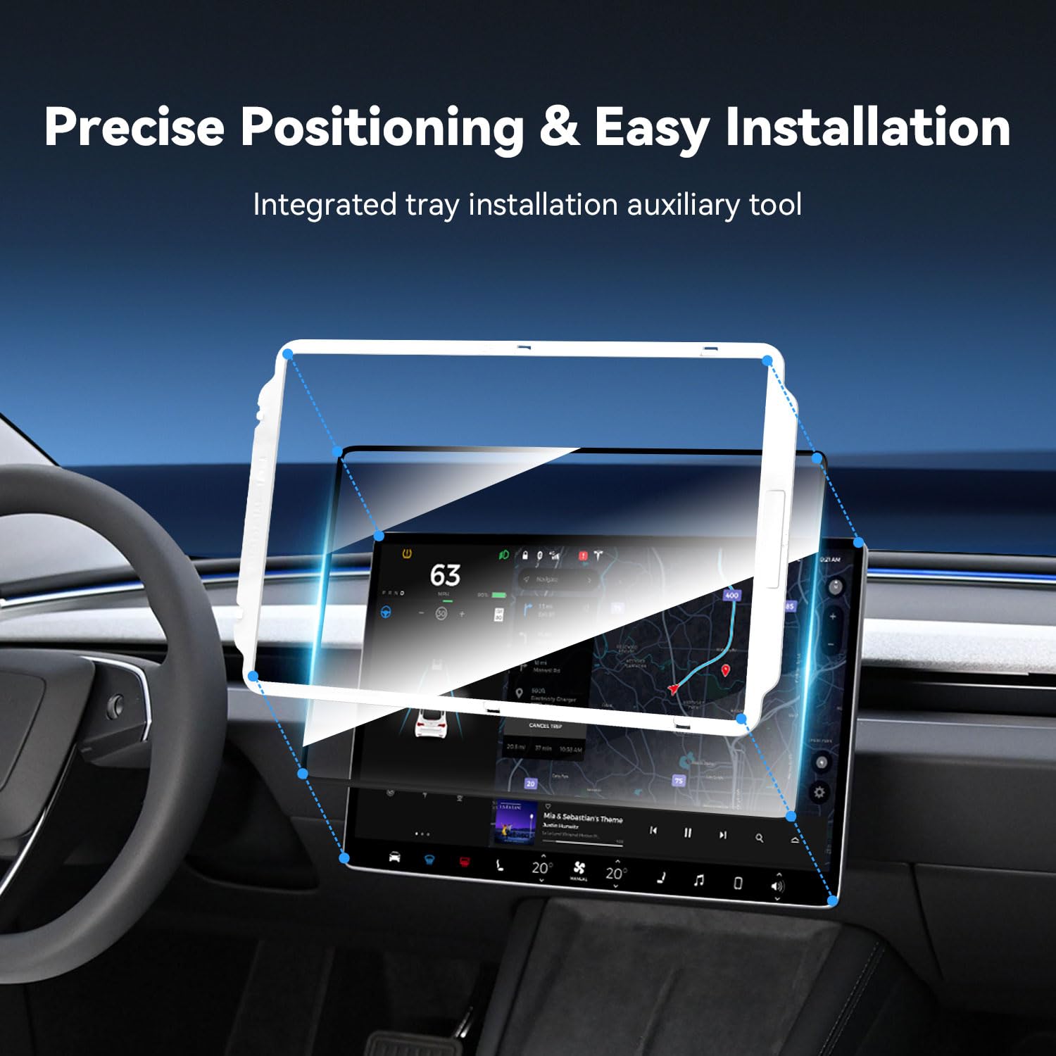 Sumk Tempered Glass Screen Protector For Tesla Model 3 Highland 2024 Only [No Glare & Fingerprint] 15.4'' Matte Touchscreen Prot
