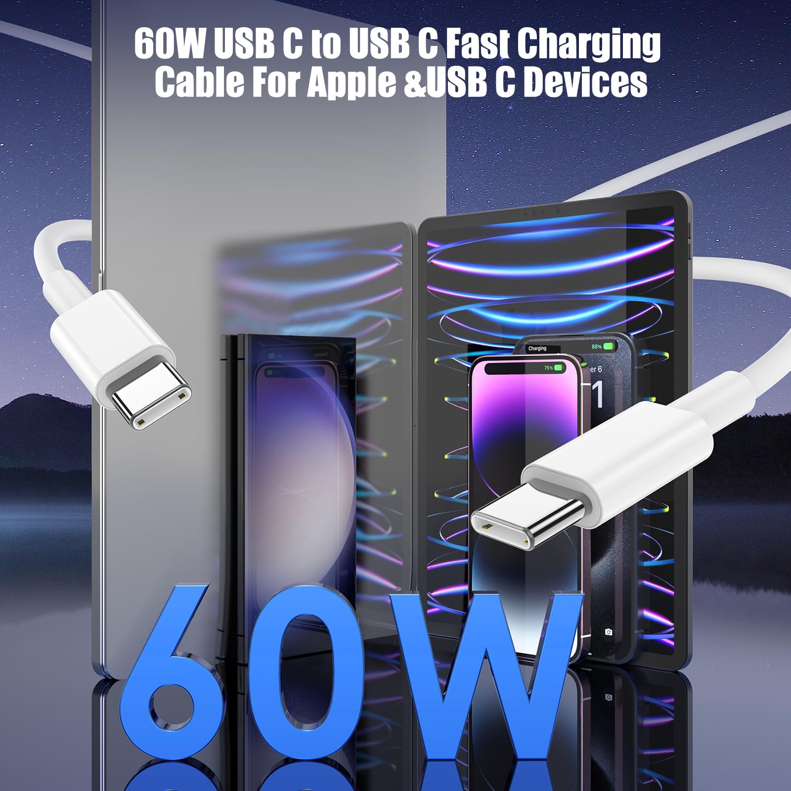 Lofpye 3 Pack [3.3Ft+6.6Ft+6.6Ft] 60W Usb C To Usb C Cable, Type C To Type C Cable,Fast Charging Cable For Iphone 15/15Plus/15 P