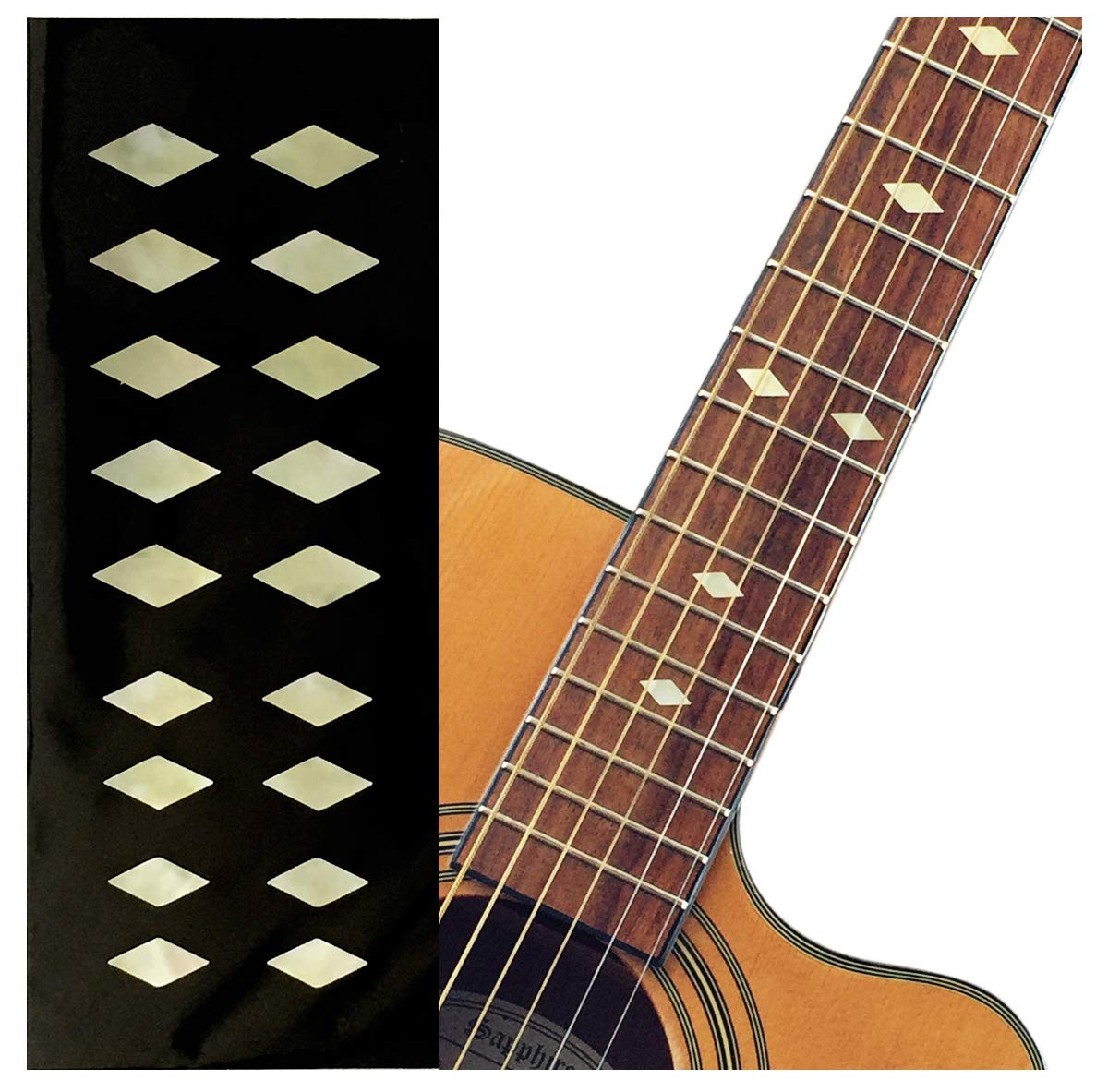 Traditional Diamond (Aged White Pearl) Guitar Bass Ukulele Inlay Sticker F 307Dd Awp