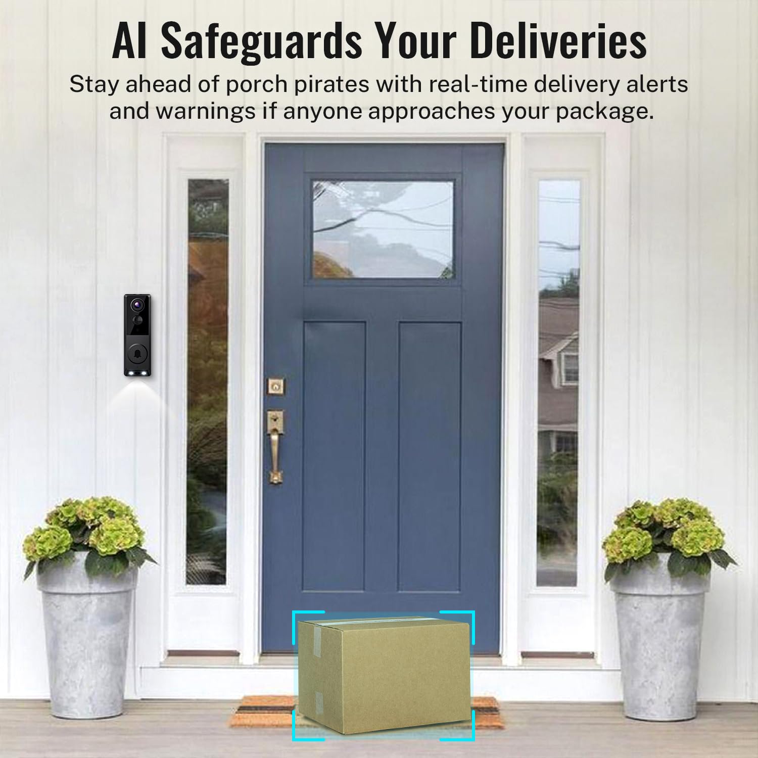 Boomchill Security Video Doorbell Camera (Battery Powered), 2 Cameras (People And Package), Color Night Vision, Ai Human Detecti