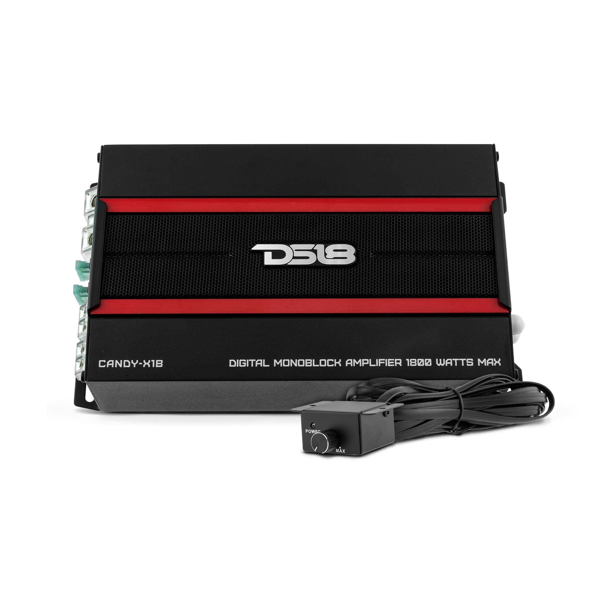 DS18 CANDYX1B Amplifier in Black  Class D, Monoblock, 1800 Watts Max, Digital, 1/2/4 Ohm, with Remote Subwoofer Level Controll