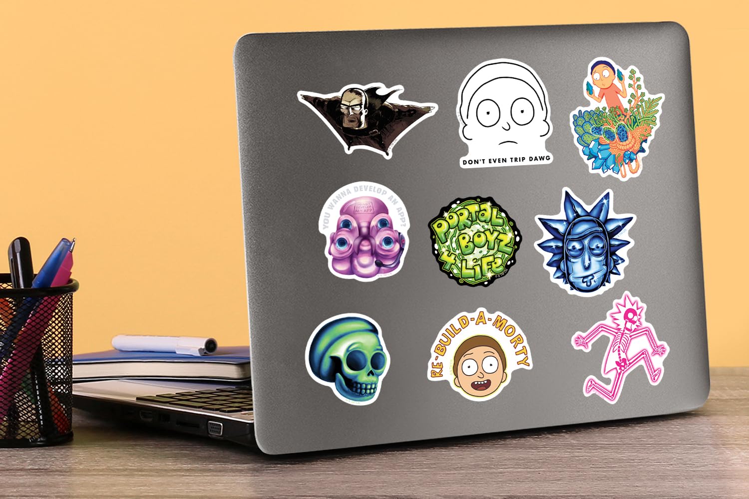 Rick And Morty Trendy 50Ct Vinyl Large Deluxe Stickers Variety Pack   Laptop, Water Bottle, Scrapbooking, Tablet, Skateboard, In