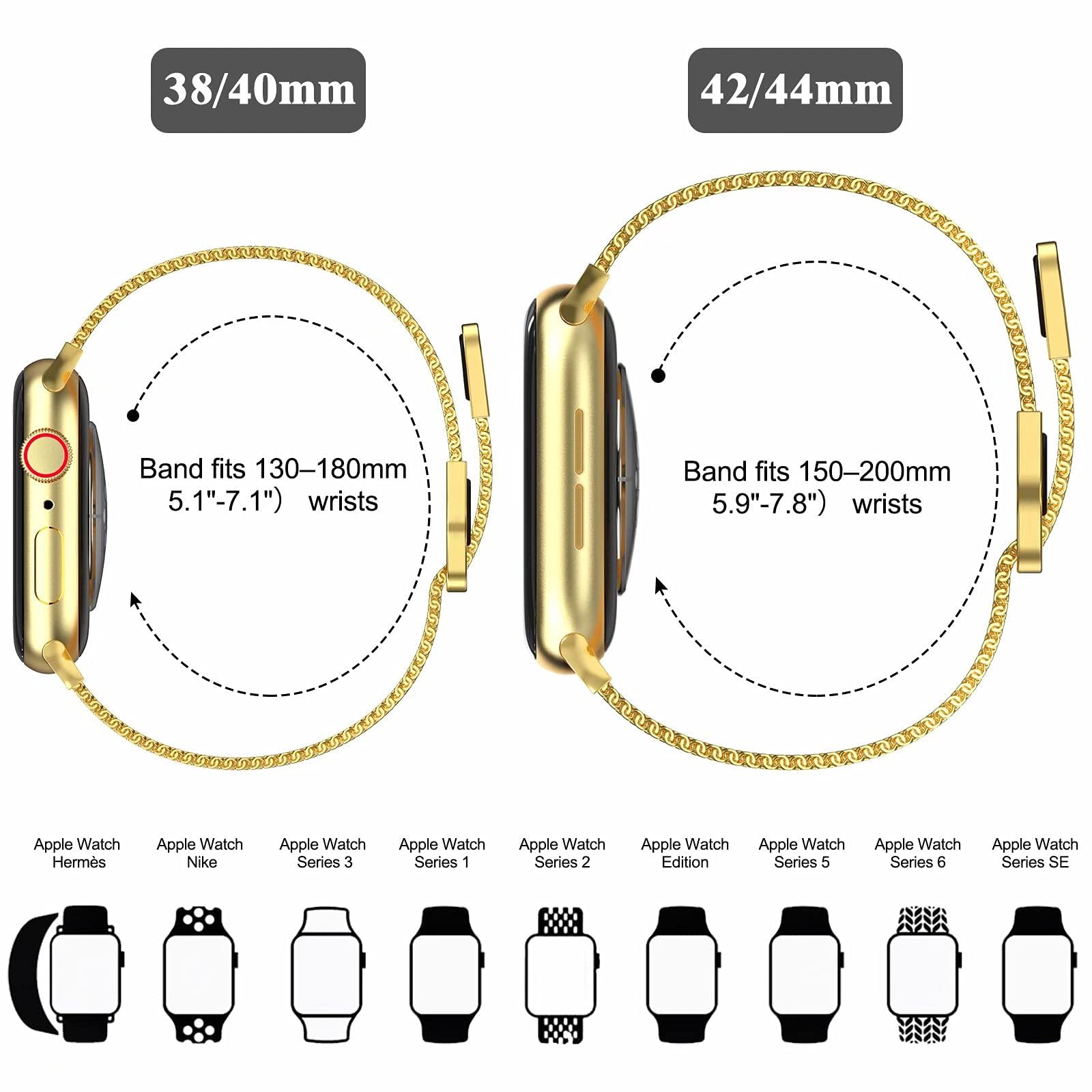 Geoumy Metal Magnetic Bands Compatible For Apple Watch Band Series 10 42Mm With Case, Stainless Steel Milanese Mesh Loop Replace