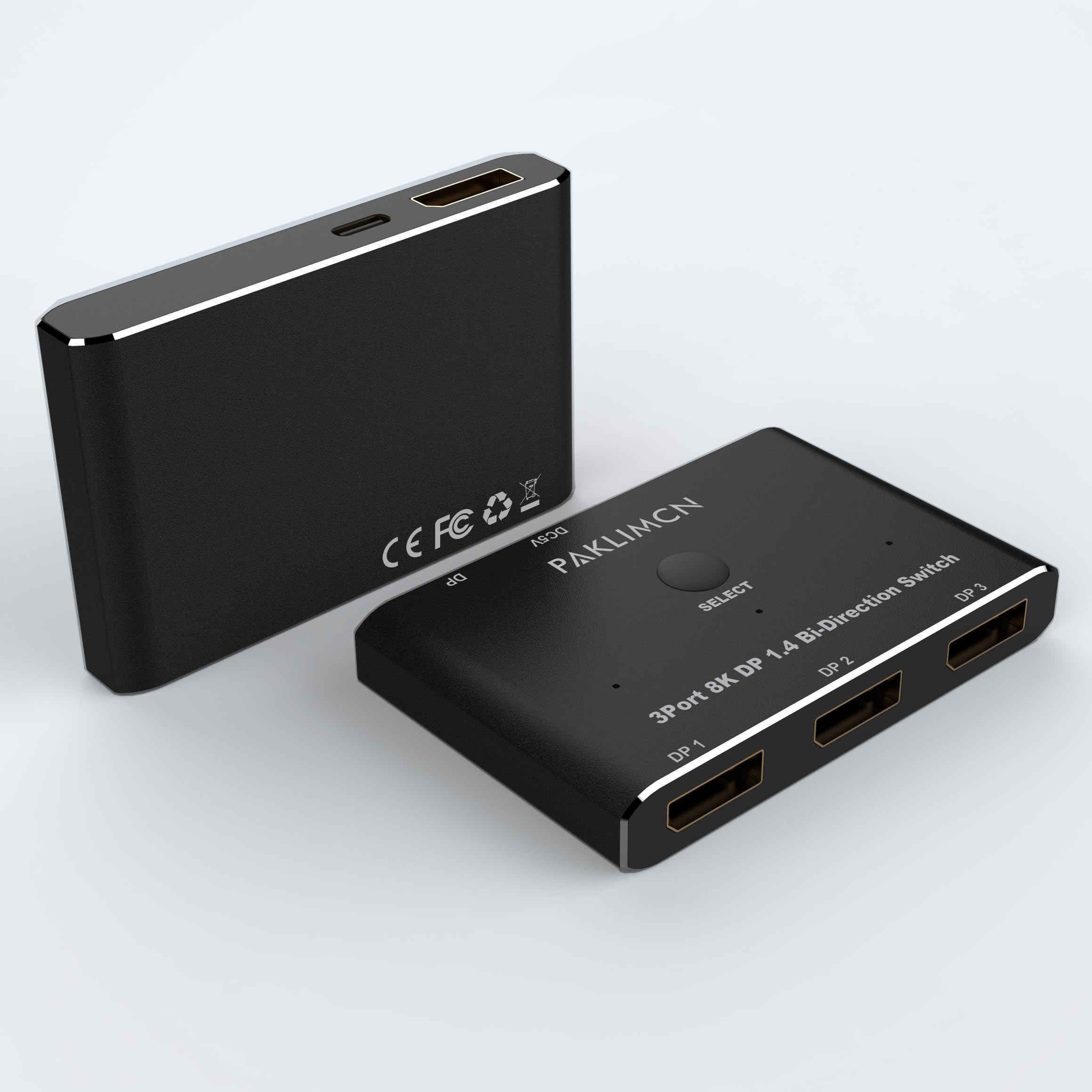 Displayport Switch 8K60Hz Display Port 1.4 Switcher Box Dp 4K@144Hz Bi Directional 3In1Out Switcher, 1 In 3 Out For Switching Vi