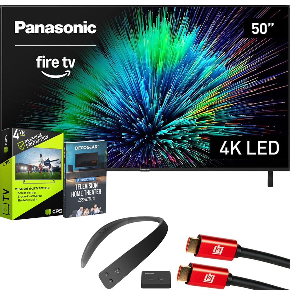 Panasonic TV-50W70BP W70 Series 50 inch LED 4K Ultra HD Smart Fire TV Bundle with WN10 Neck Speaker, 4 YR CPS Enhanced Protectio