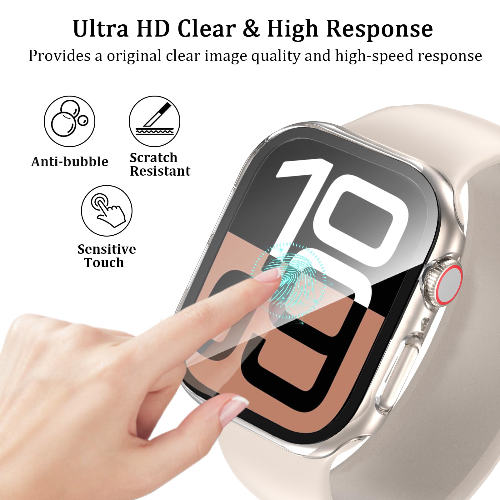 Haanilkyi [6 Pack] Case For Apple Watch Series 10 46Mm Screen Protector, Ultra Thin Tempered Glass Full Coverage Hard Pc Protect