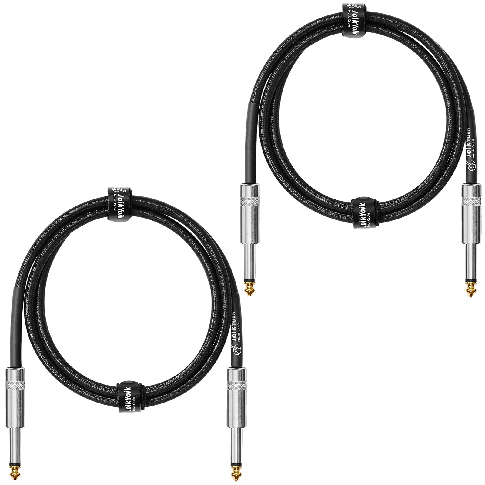 JoikYoik Guitar Cable 3.3ft 2-Pack, Tweed Cloth Braided Instrument Cable, 1/4 Inch Straight TS to Straight, for Electric Guitar/