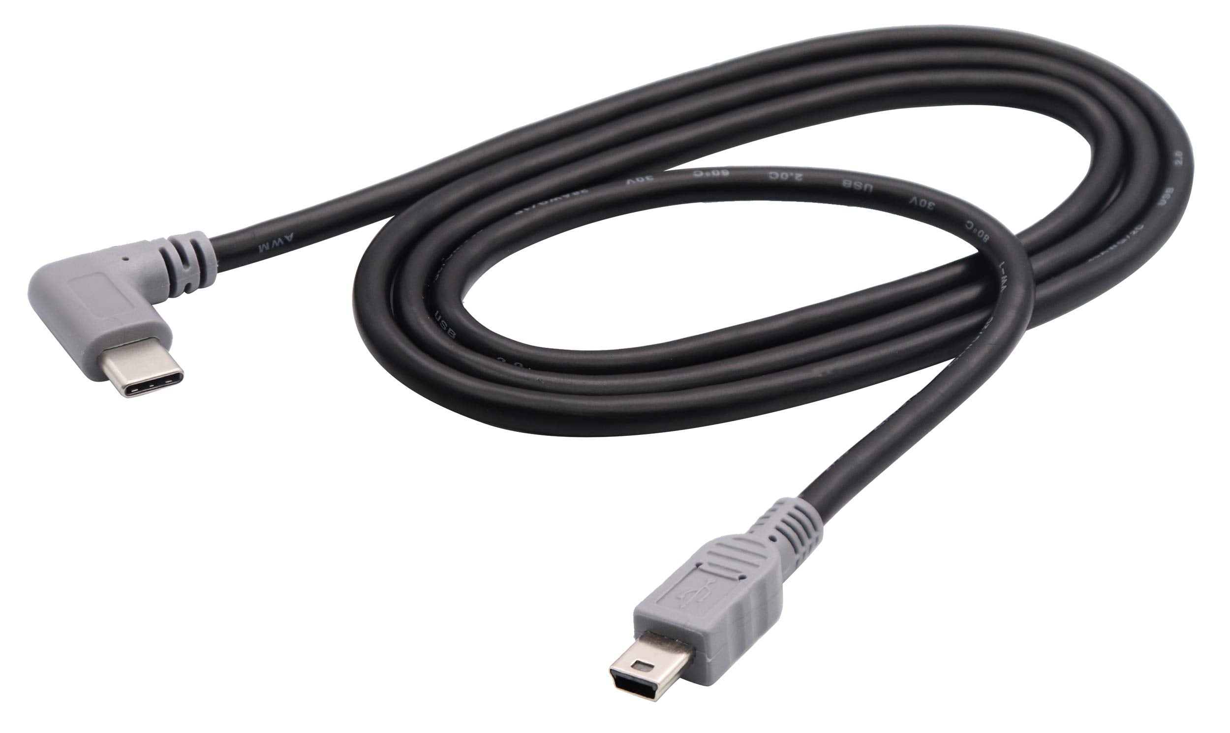 Zdycgtime Mini Usb To Type-C Cable 90 Degree Angle Usb 2.0 Type C Male To Mini 2.0 Male Data Sync And Charging Cable For Digital