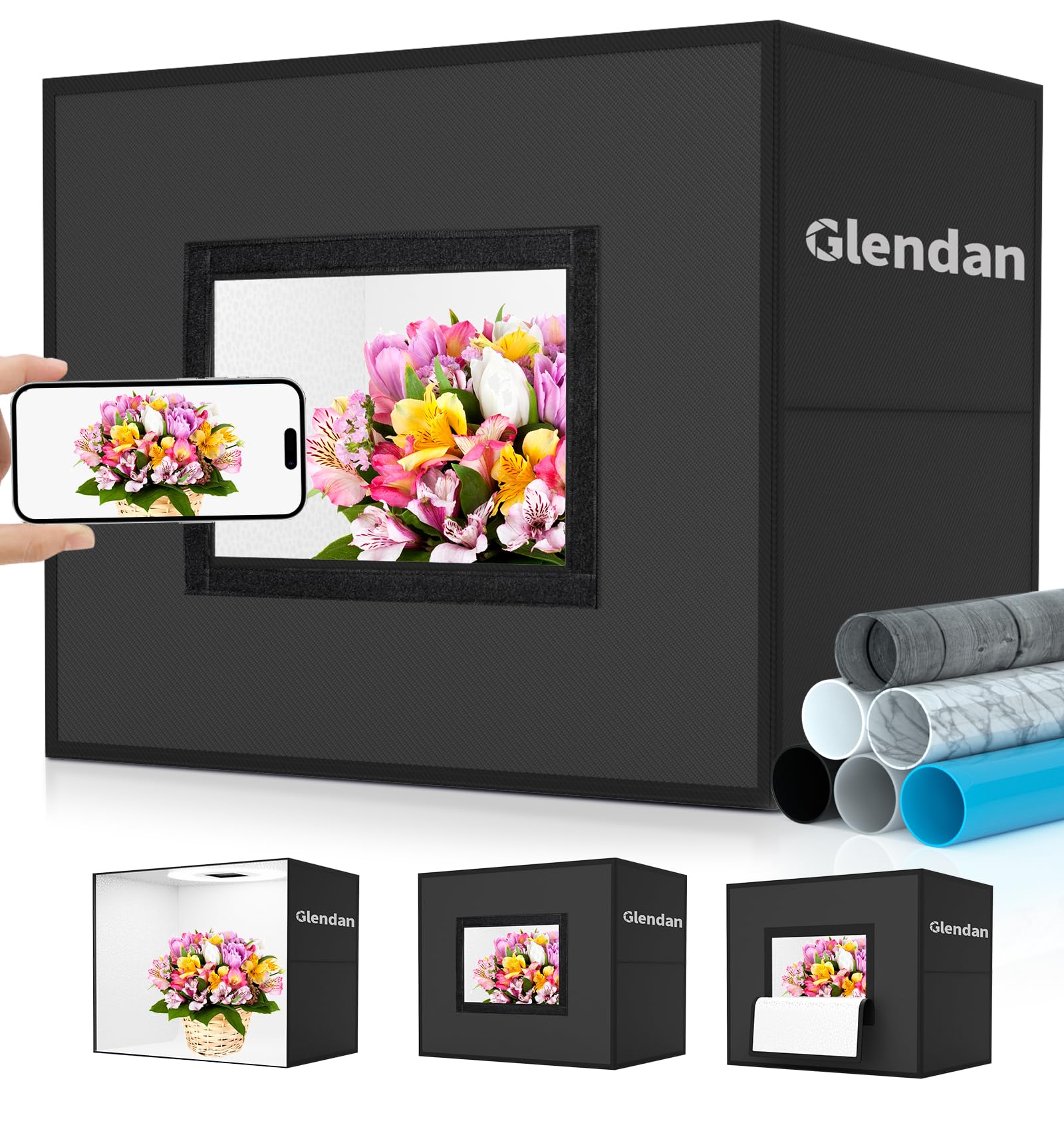 Glendan Light Box Photography, 20'' X 16'' Portable Professional Photo Studio Light Box, Large Photo Box With 336 High Color Ren
