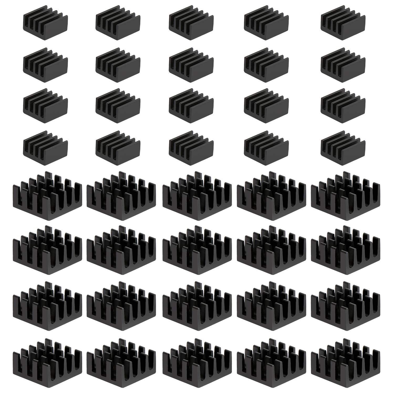 ESUMIC 40PCS Black Aluminum Heatsink Circuit Board Cooling Fin for Raspberry Pi 3 B+, Pi 3 B, Pi 2, Pi Model B+