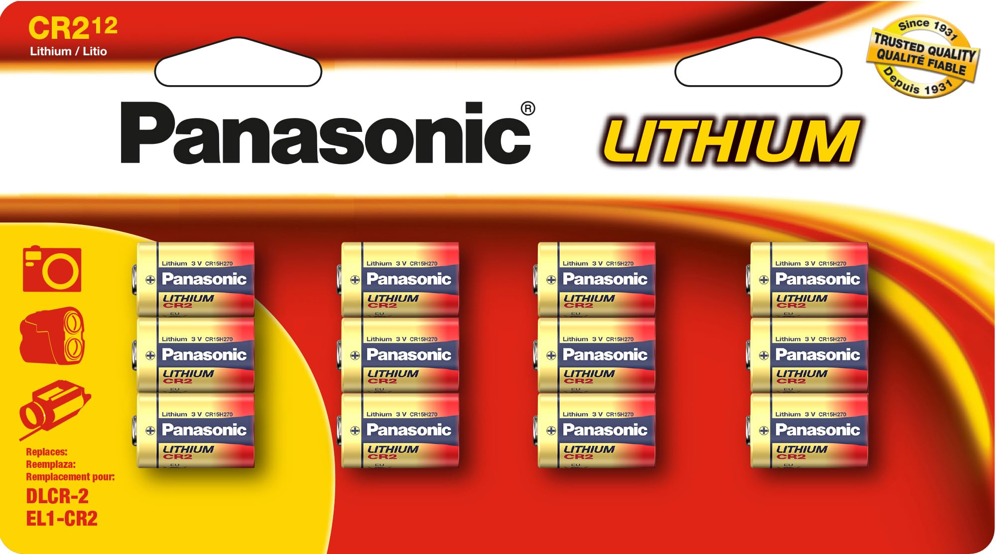 Panasonic Cr2 3.0 Volt Long Lasting Lithium Batteries For Golf Rangefinders, Cameras, Flashlights And Other Devices, 12 Battery