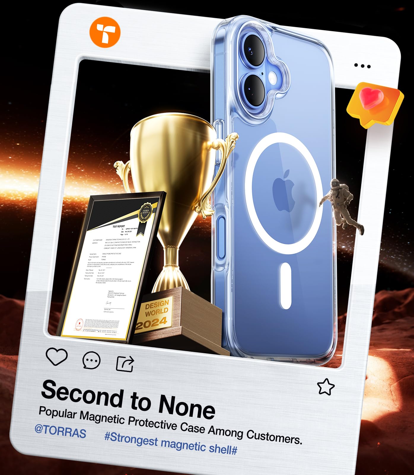 Torras For Iphone 16 Plus Case, [Compatible With Magsafe] [Military Grade Drop Tested] Translucent Magnetic Slim Protective Case