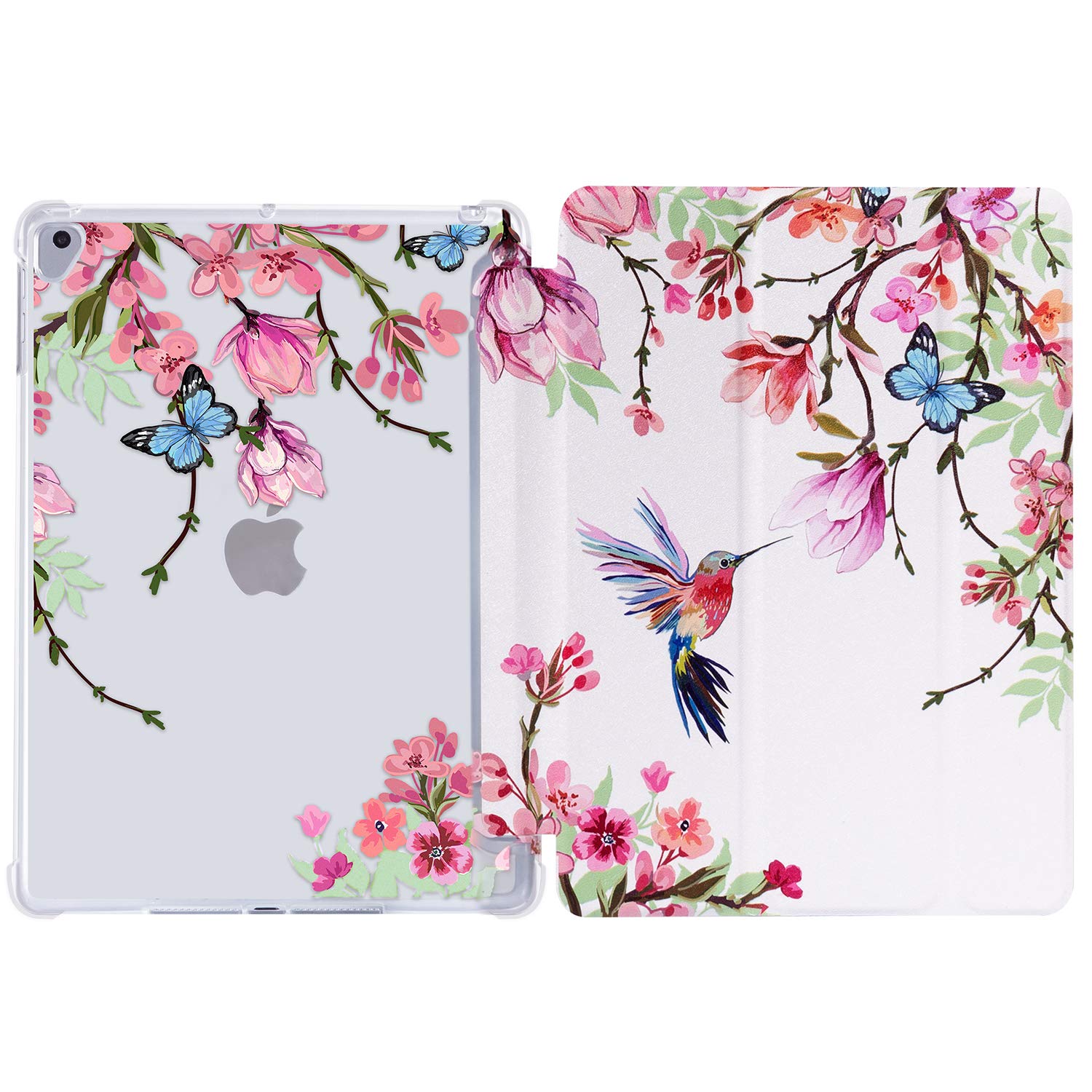 Ipad 5Th/6Th Generation, Ipad Air 2 , Ipad Air Hummingbird Case, Ipad 9.7 Flower Case Tri Fold Protective Cover, Multi Angle Vie
