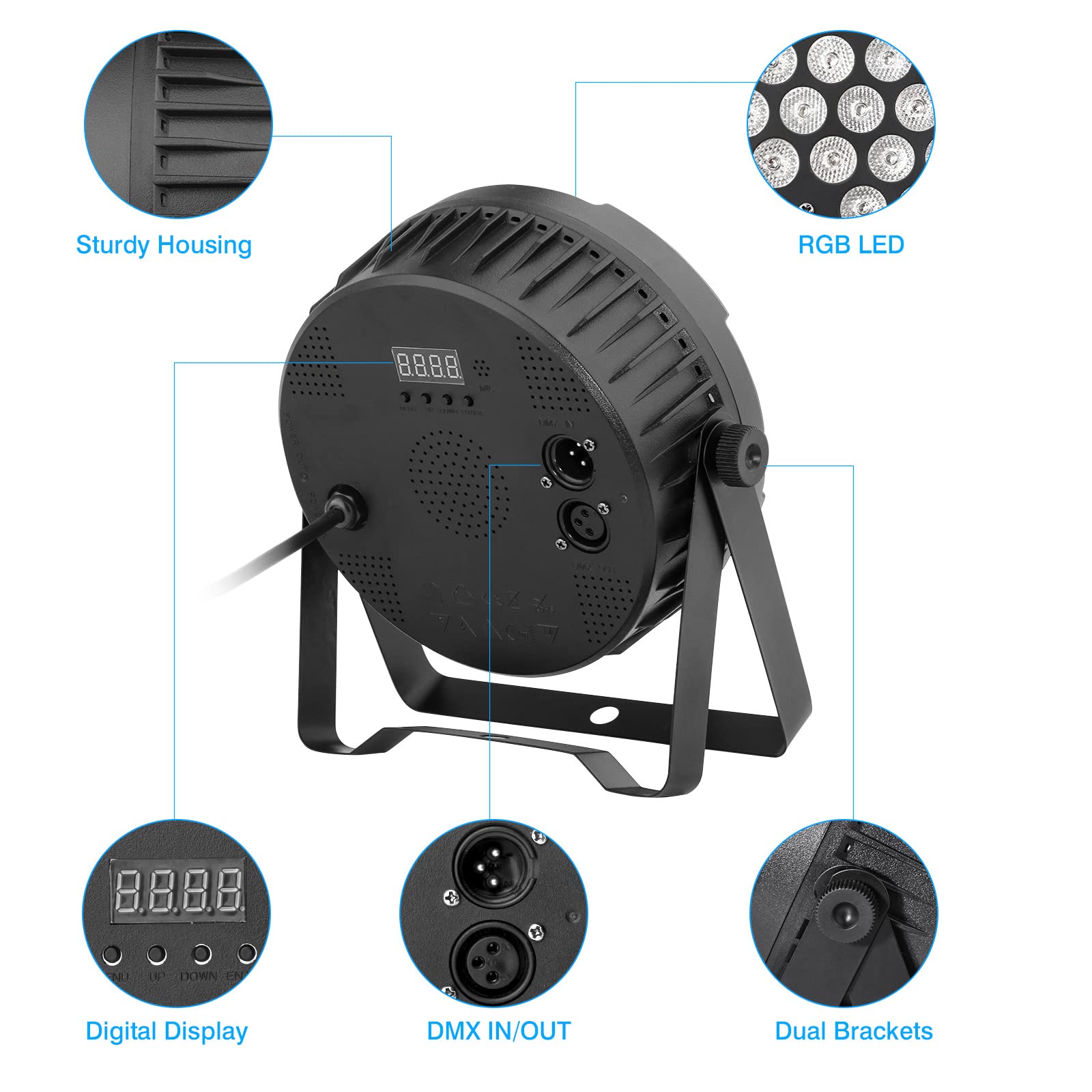 36Led Par Lights 4 Pack   36W Rgb Par Can Lights Remote Dmx Control Uplighting For Events Wedding Christmas Party Dj Music Dance