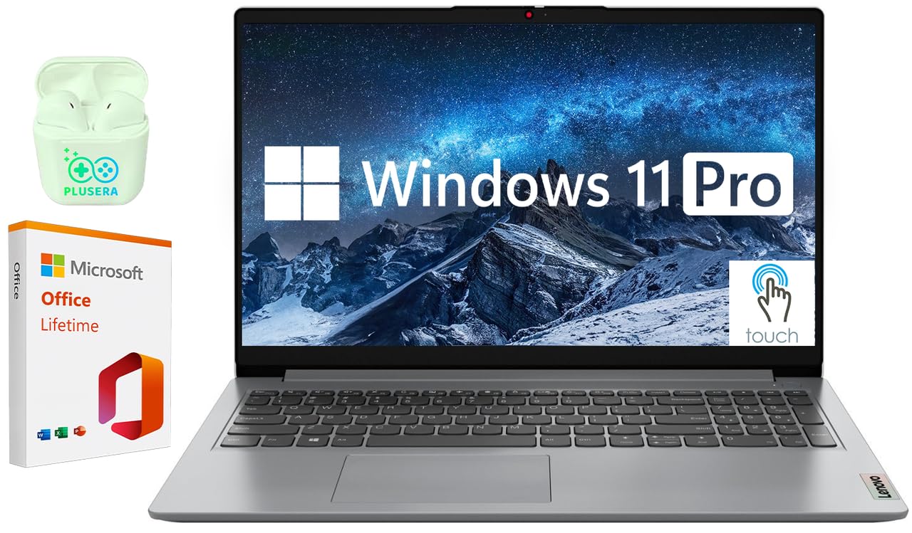 Lenovo 15.6 FHD IdeaPad Business & Student Laptop Computer, Windows 11 Pro Laptop with Microsoft Office Lifetime License, Pluser