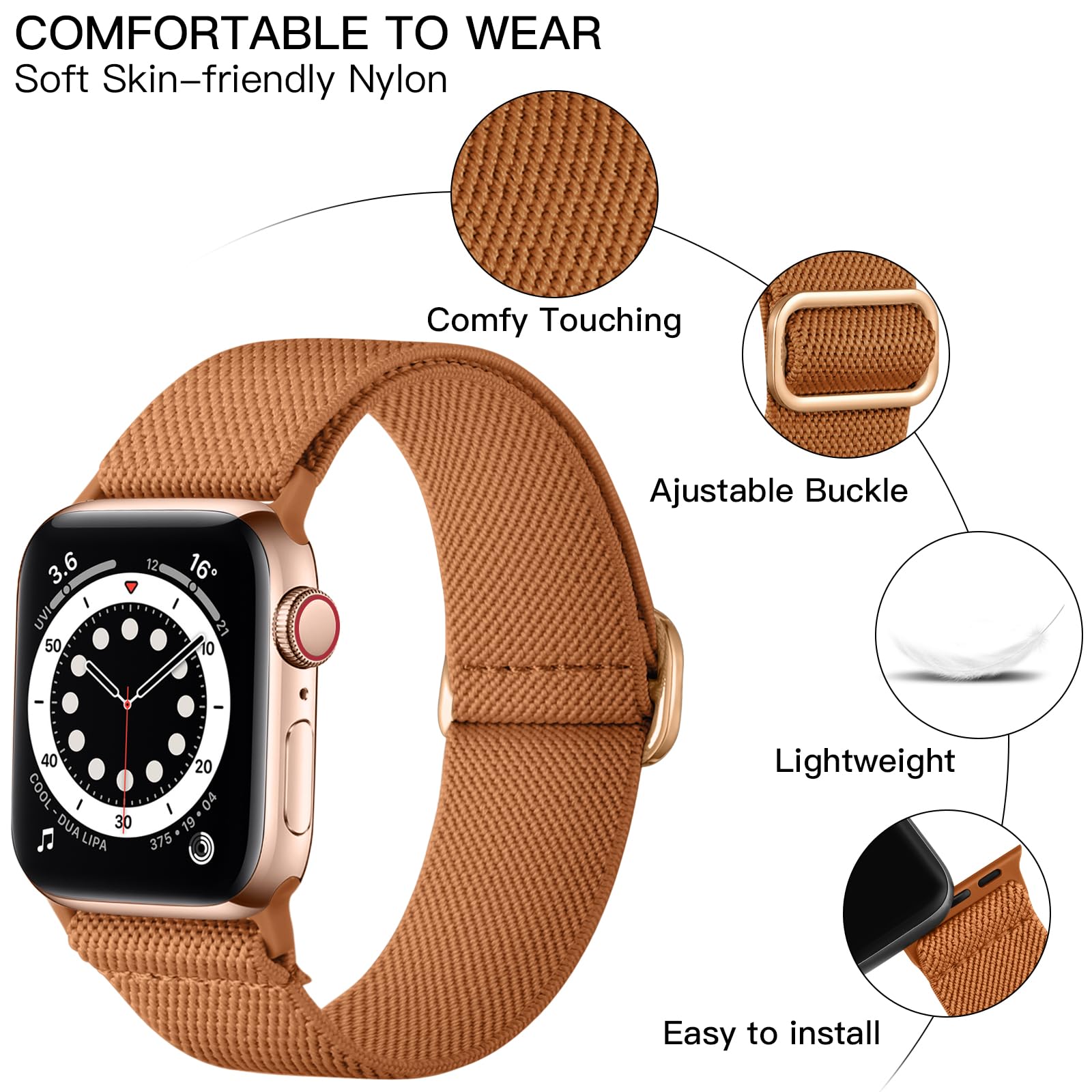 Lerobo Compatible With Apple Watch Band 40Mm 41Mm 38Mm For Women Men Ultra 2 49Mm 45Mm 44Mm 42Mm Se Sport Band,Stretchy Nylon So
