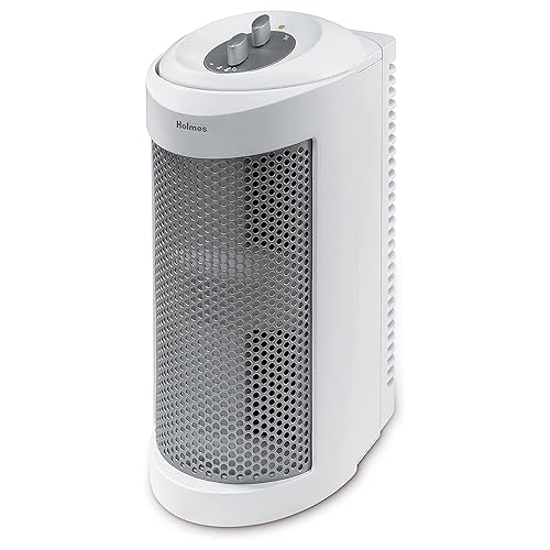 Holmes True Hepa Allergen Remover Mini Tower Air Purifier With Optional Ionizer | Small Space Air Purifier, White (Hap706 Nu 1)
