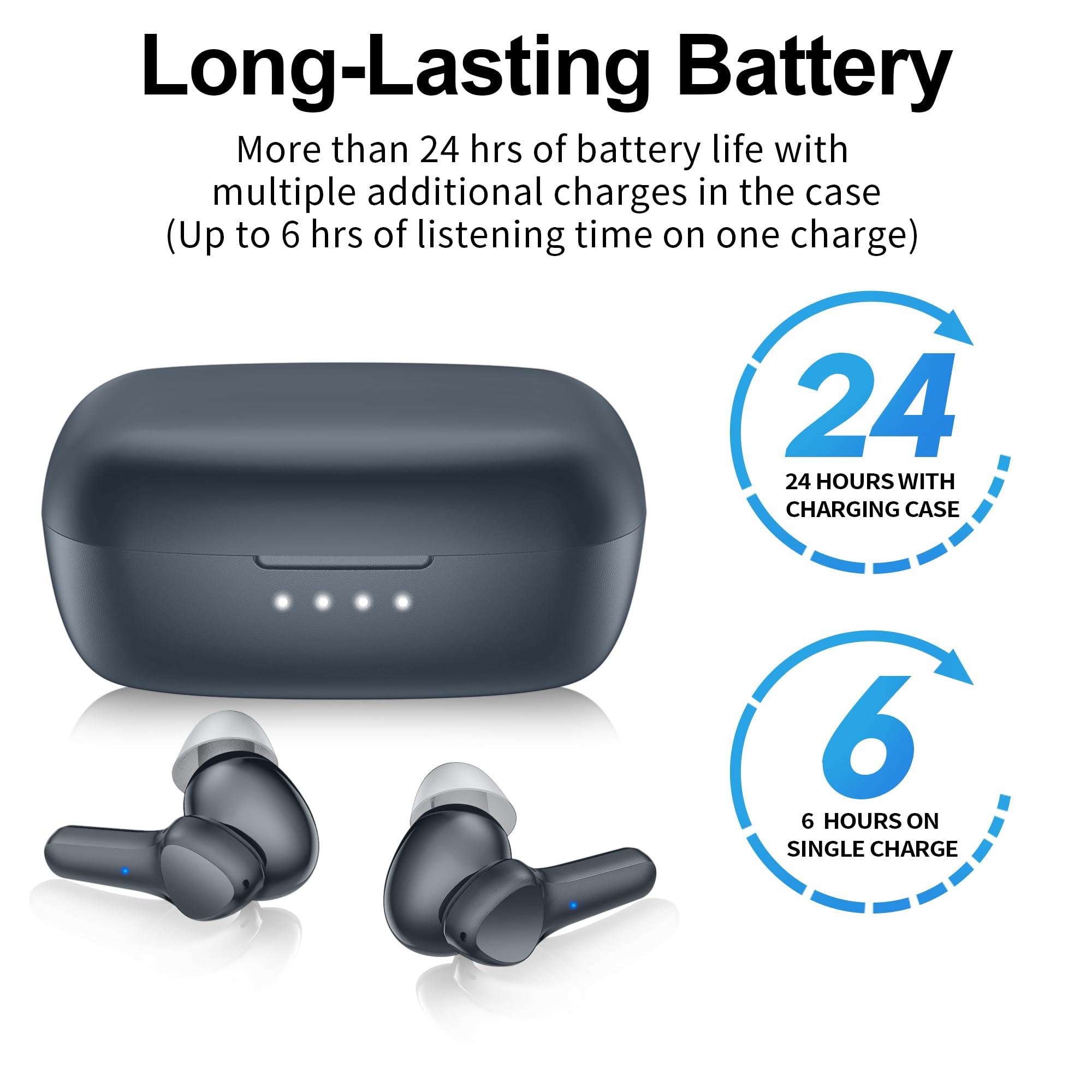 Wireless Earbuds,Immersive Sound Premium Deep Bass Hi Fi Stereo Headset Ipx8 Waterproof Bluetooth 5.3 With 4 Mics Call Noise Can