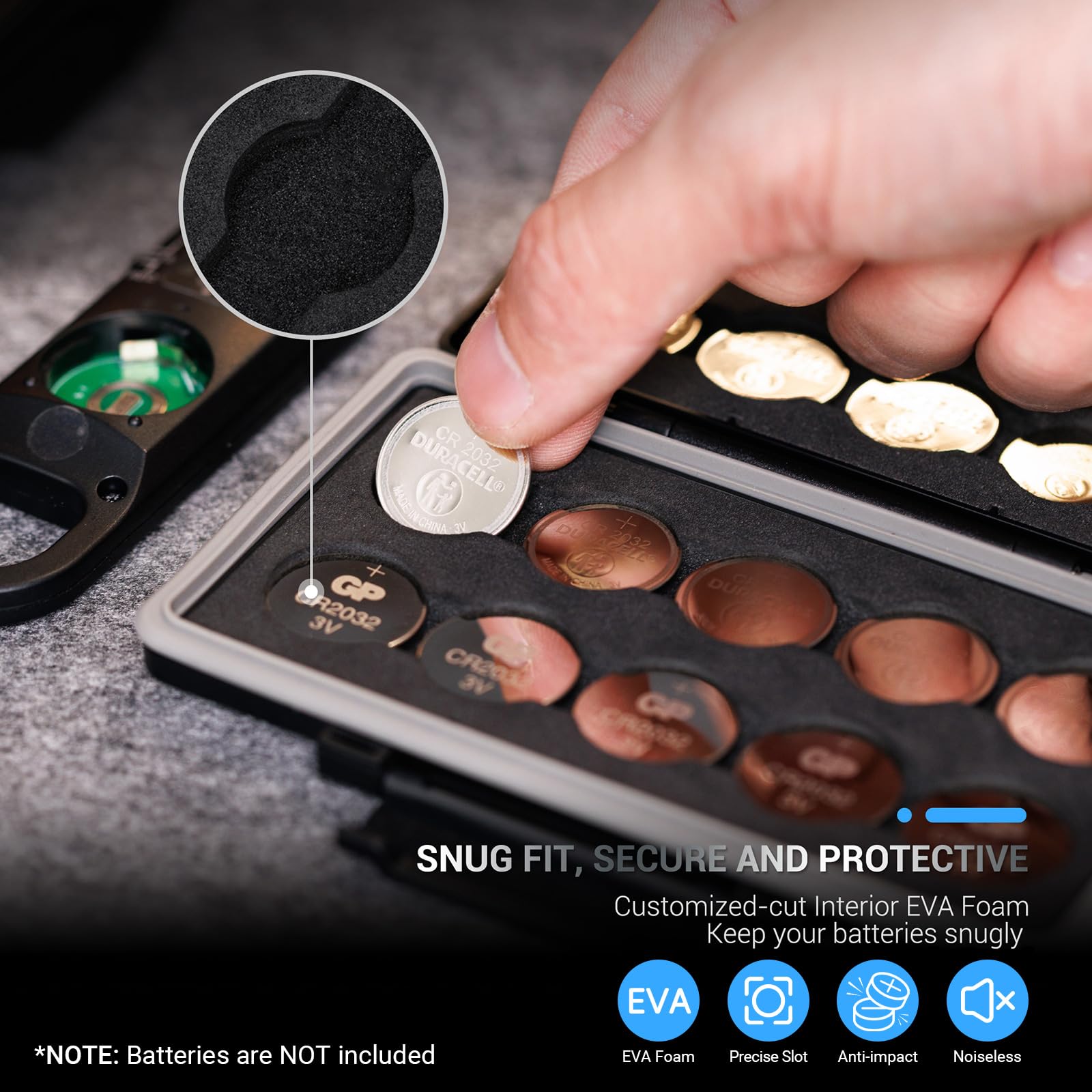 Cr2032 Battery Case Holder Storage,Water Resistant Anti Shock, Coin Cell Battery Case For 20X Cr2032 / Cr2025 / Cr2045 / Cr2016,