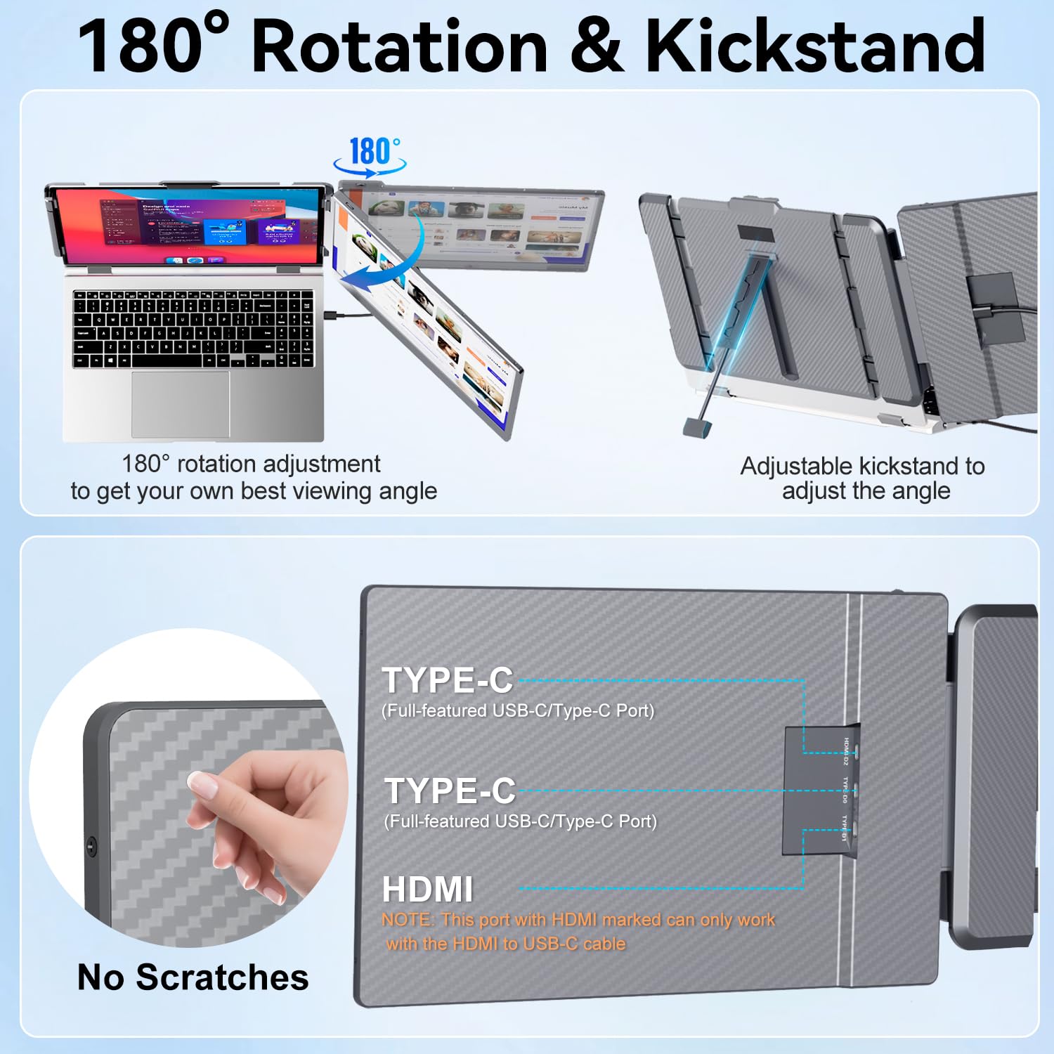 Kefeya Laptop Screen Extender 2K, 2160X1440 Qhd Laptop Monitor Extender Dual Screen, 14    Portable Monitor For Laptops 13-17''