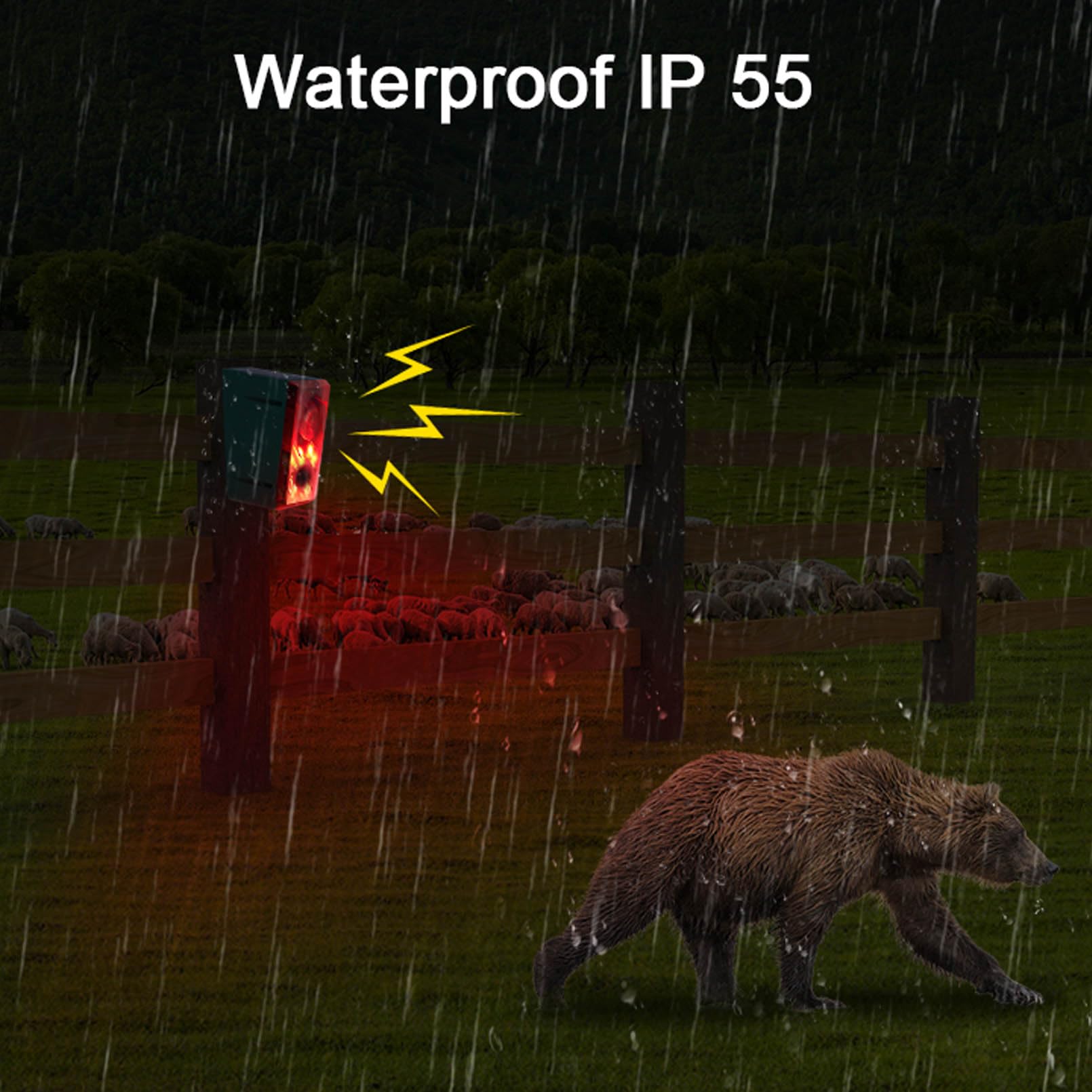 Solar Outdoor Motion Detector Alarm With 130Db Dog Barking & Gunshot Sounds, Usb Charging & Strobe Light, Deter Intruders Effect