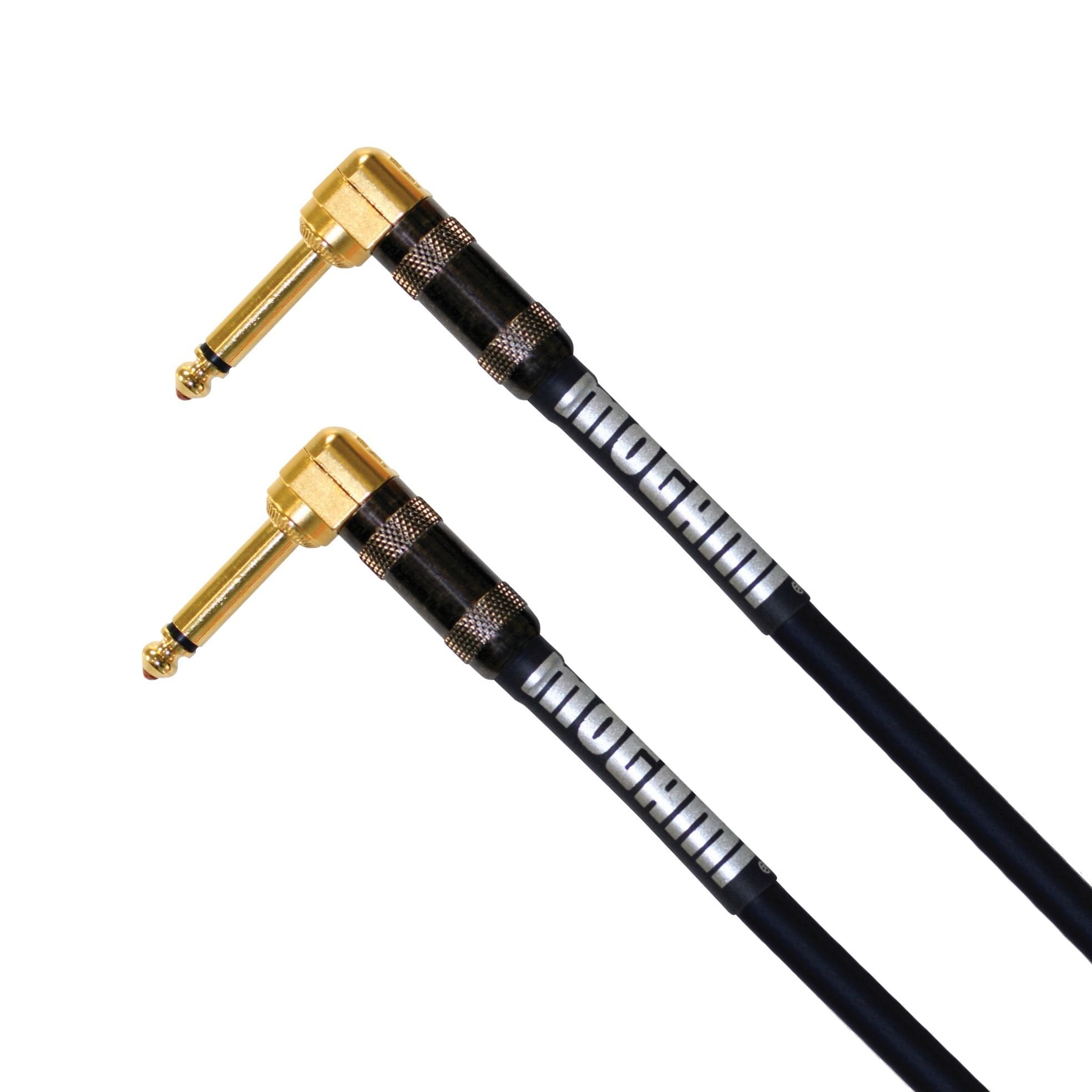Mogami Platinum Guitar 01Rr Pedal Effects Instrument Cable, 1/4'' Ts Male Plugs, Gold Contacts, Right Angle Connectors, 11 Inch
