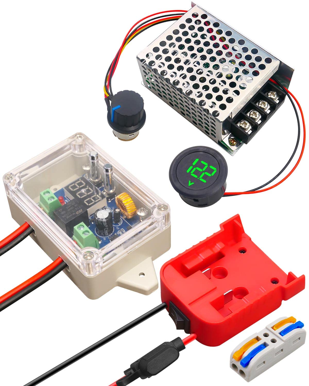 Power Wheel Battery Adapter Fit For Milwaukee 18V M18 Battery, Battery Adapter Converter Kit, With Protective Box & & Fuse And W