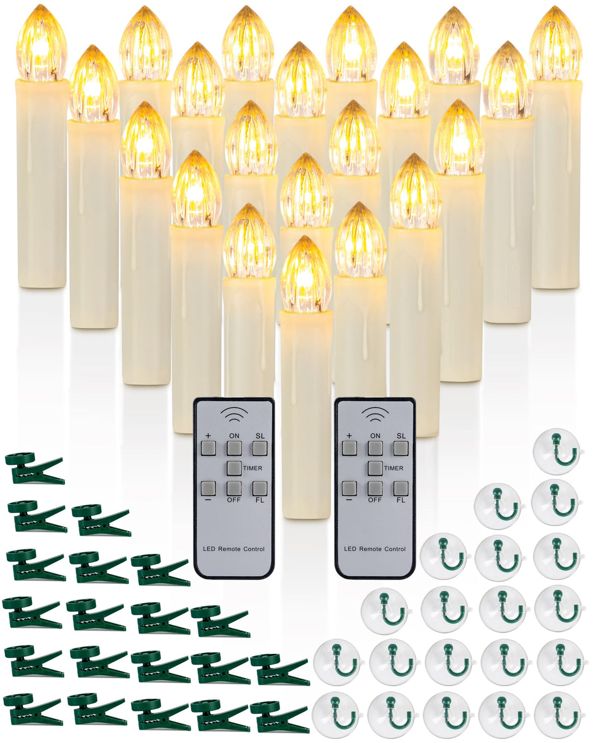 Raycare 20 Pcs Flickering Candles For Christmas Tree, Remote Christmas Tree Candles With Remote And Timer