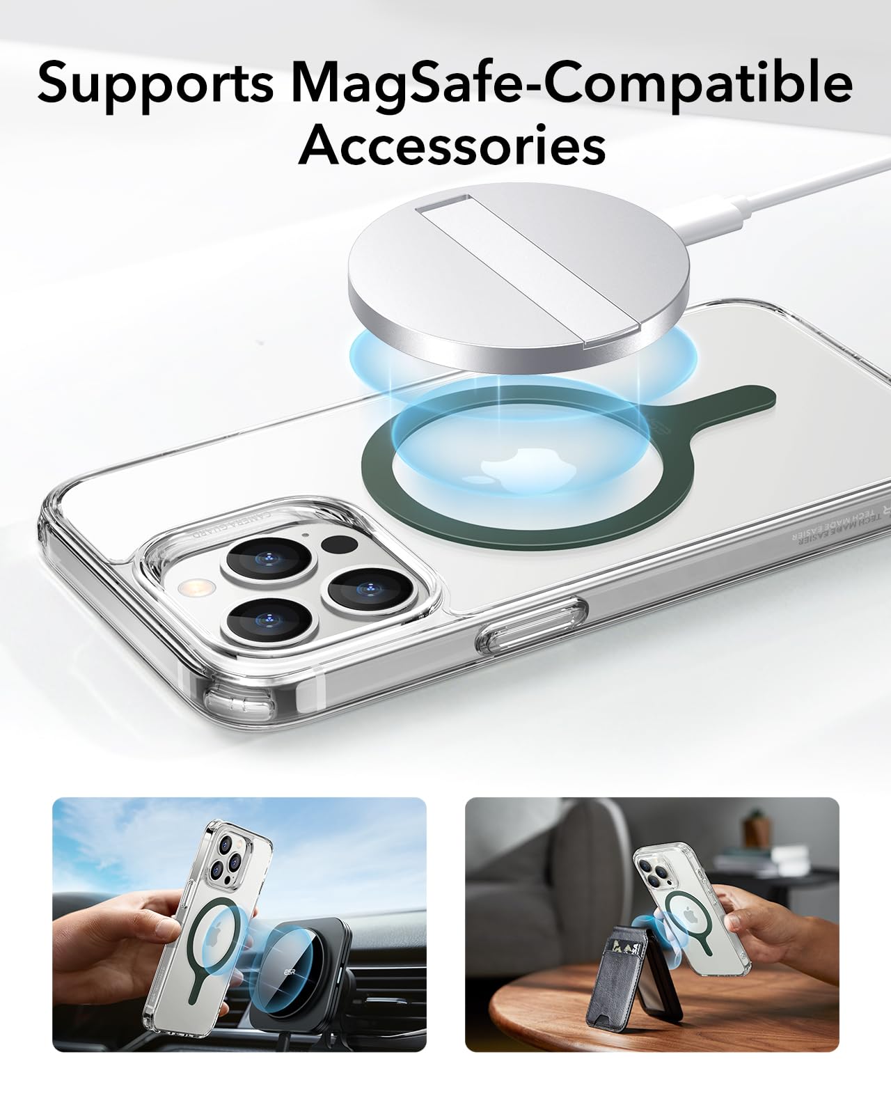 Esr Magnetic Ring 360 (Halolock), Compatible With Magsafe Ring, Universal Conversion Kit Compatible With Magsafe Sticker, For Ip