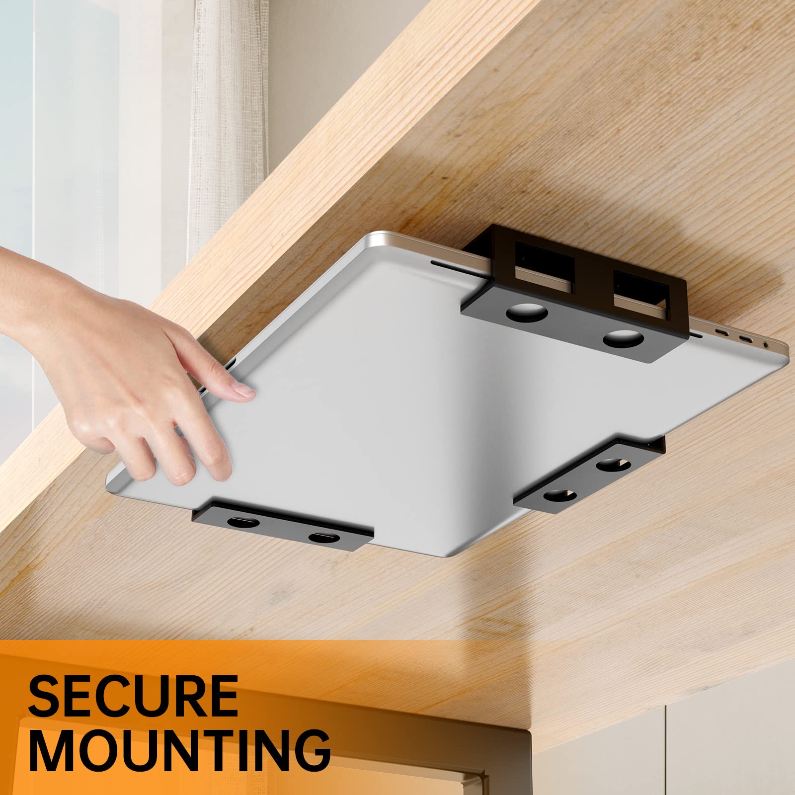 Foroiron 3 Pcs Under Desk Laptop Mount With Anti Scratch Felt Board,Under Desk Laptop Holder Tray,Durable Under Desk Shelf For L