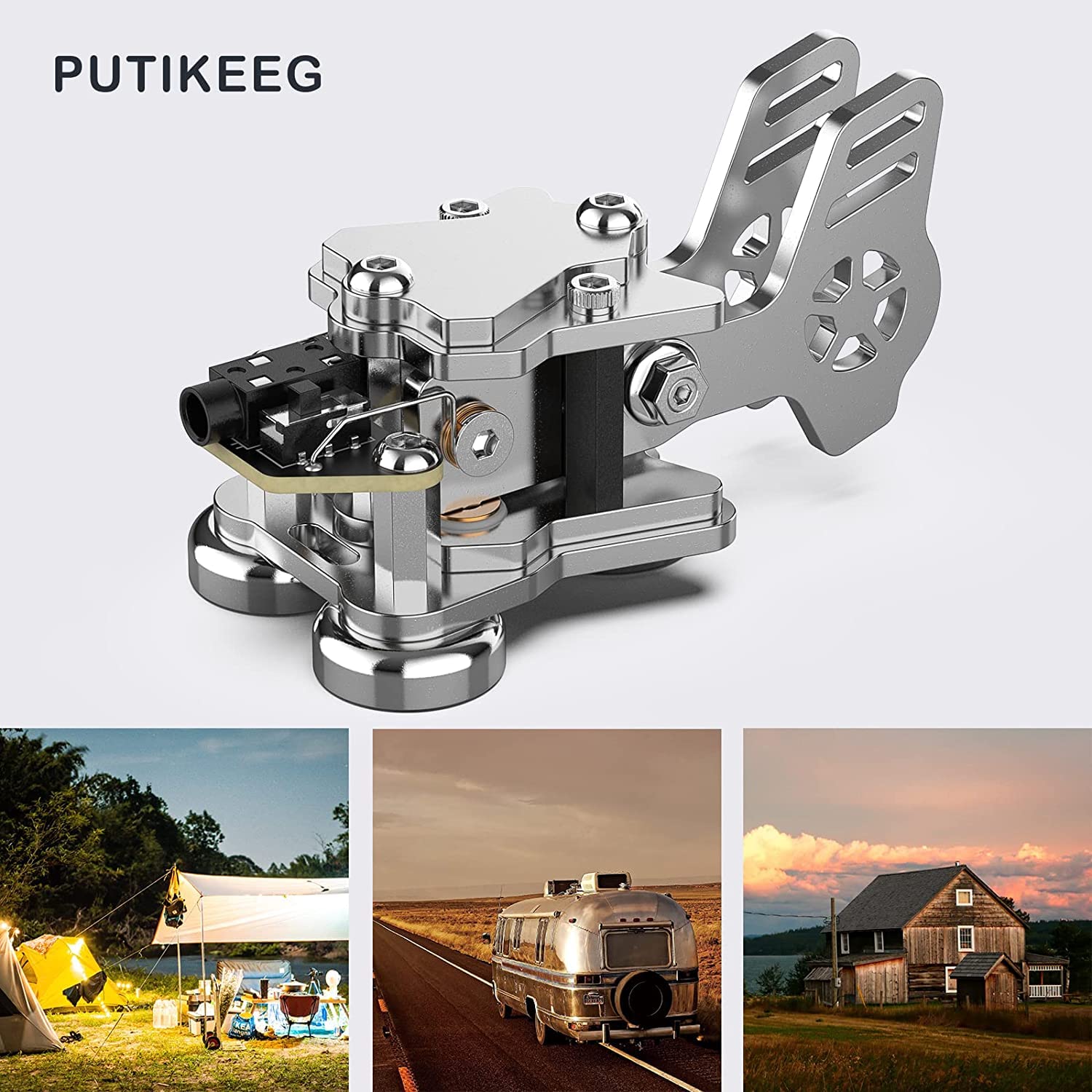 Putikeeg Mini Key Morse Radio Ham Send Telegram Double Paddle Morse Code Key With Stainless Steel Body Three Neodymium Magnets B