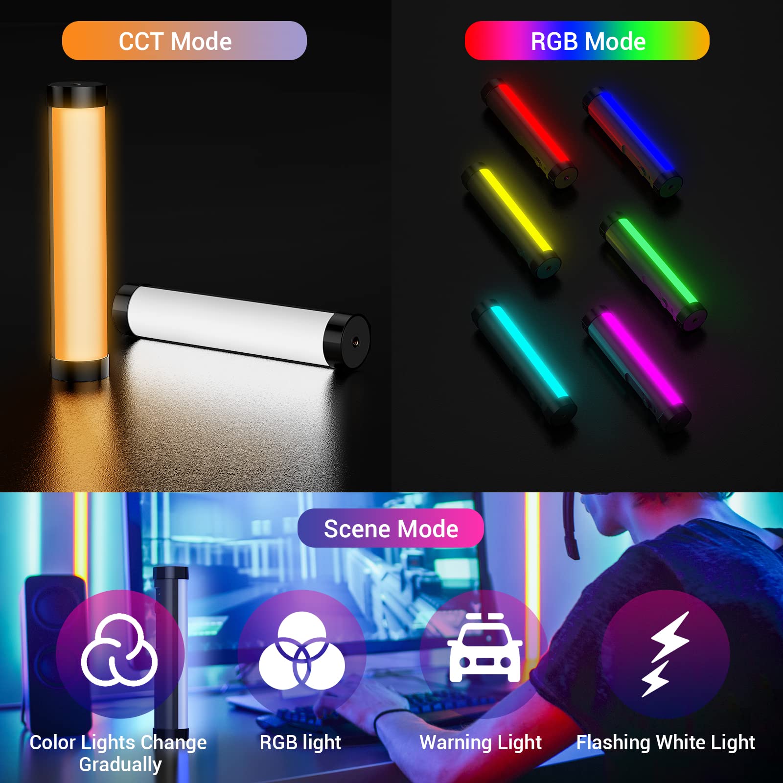 Luxceo Handheld Light Wand, Multicolor Rgb Led Video Light For Photography, 2000Mah Rechargeable Mini Light Stick For Video Shoo