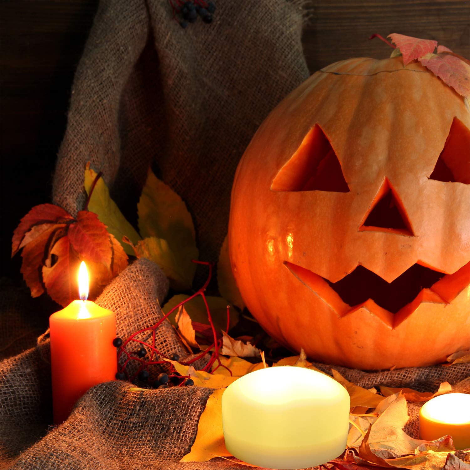 2 Pack Halloween Pumpkin Lights With Remote And Timer Big Battery Operated Led Decorative Bright Flickering Flameless Candle Set