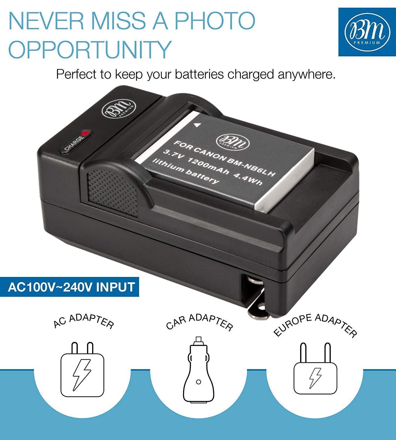 BM 2 NB 6LH Batteries and Charger for Canon PowerShot S120, SX170 is, SX260 HS, SX280 HS, SX500 is, SX510, SX520, SX530, SX540 HS, SX600 HS, SX610 HS, SX700 HS, SX710, ELPH 500, D10, D20, D30 Cameras