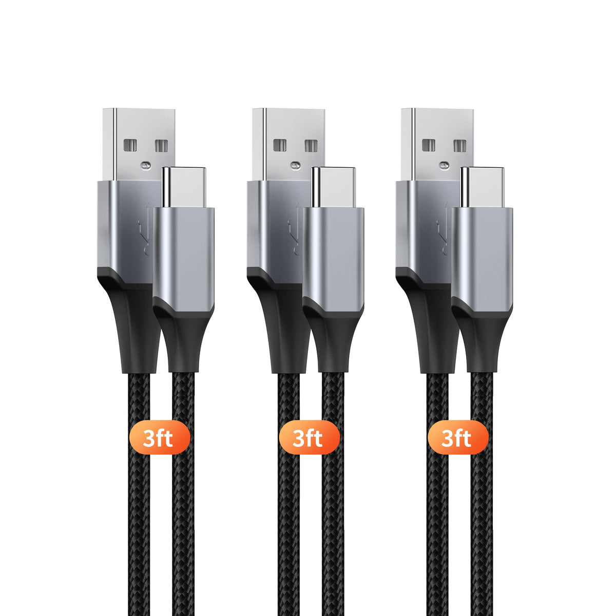 Hrbzo Usb C Cable, (3 Pack,3Ft),Usb A To Usb C Charger Cord Nylon Braided Compatible With Galaxy S10 S9 S8, Power Bank, And Othe
