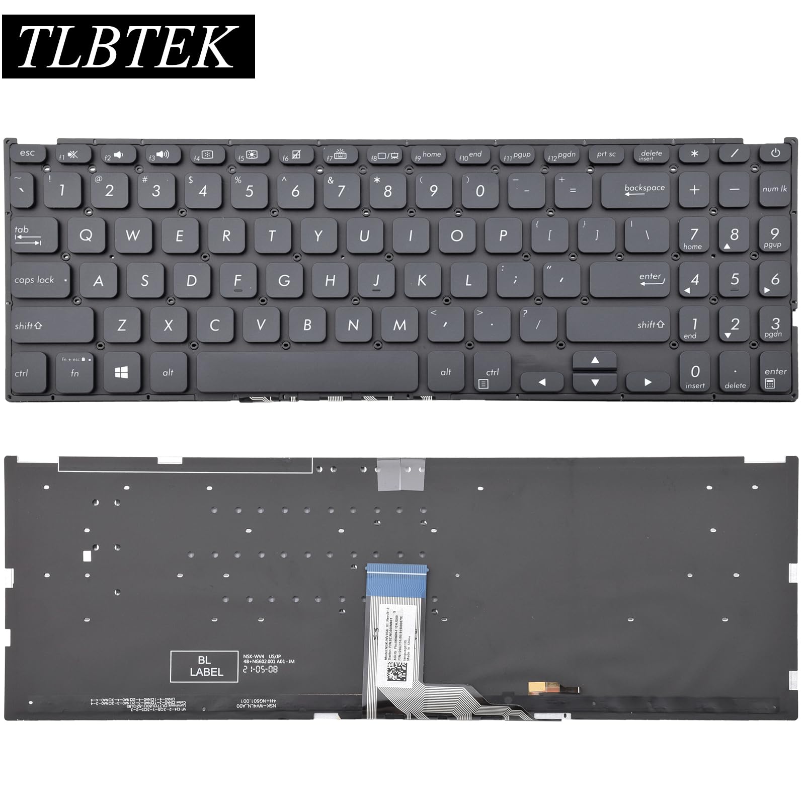 Tlbtek Backlight Laptop Keyboard Replacement Compatible With Asus Vivobook 15 F512 F512Da F512Ja F512Fa F512Ua, Vivobook X512 X5
