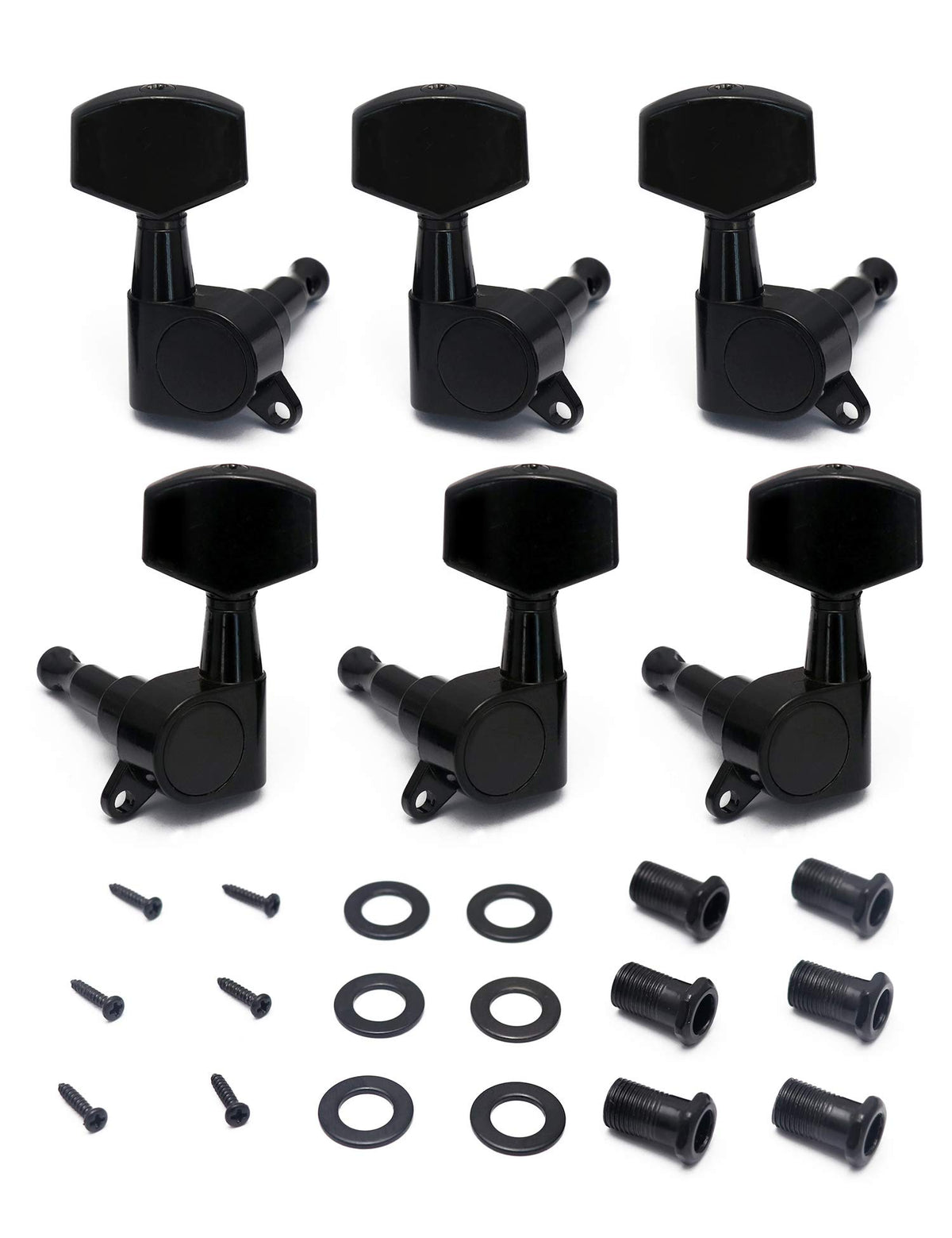 Metallor Sealed String Tuning Pegs Keys Machines Heads Tuners 3L 3R Electric Guitar Acoustic Guitar Parts Replacement Black.(Bla