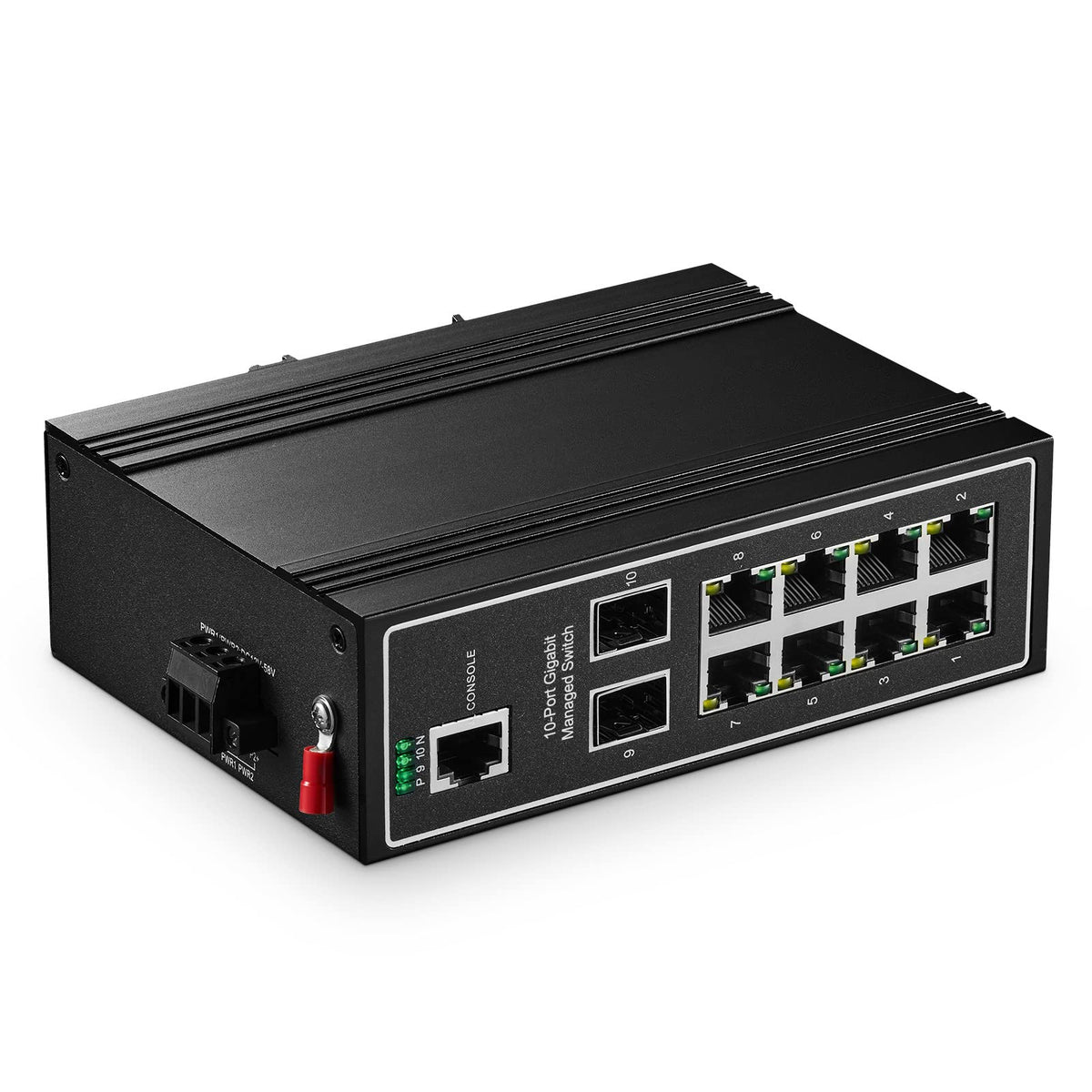 Binardat 10 Port Gigabit L2+ Managed Industrial Din Rail Switch, 8 Gigabit Ethernet Ports, 2 Gigabit Sfp, Vlan|Route|Ring|Acl|Qo