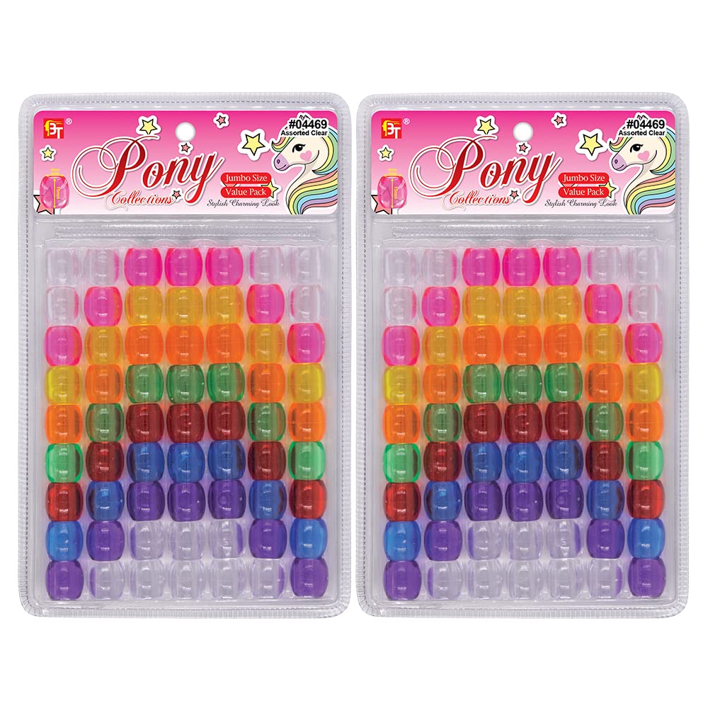 126 Pcs Beads Jewelry Making Kit Diy Hair Braiding Bracelet Ornaments Crafts Jumbo Round Pony (Pearl Clear Assorted)