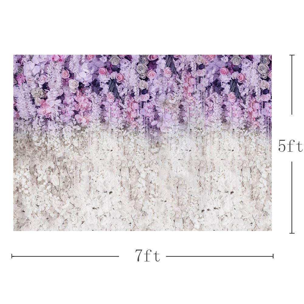 Mehofond Lavender And White Floral Bridal Shower Photo Studio Background Props Light Purple Lilac Wedding Photography Backdrop For Girl Portrait Baby Shower Birthday Party Decoration Banner 7X5Ft