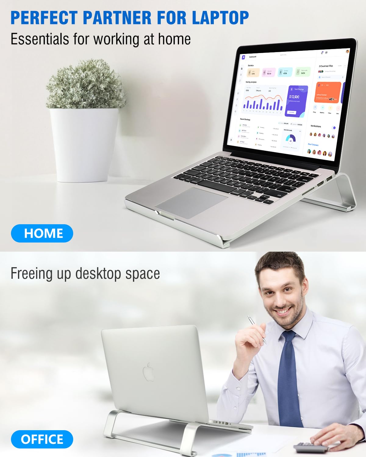 Kyqee Enhanced Stability Laptop Stand For Desk, Ergonomic Aluminum Laptop Riser, Computer Stand For Laptop, Compatible With 12 1