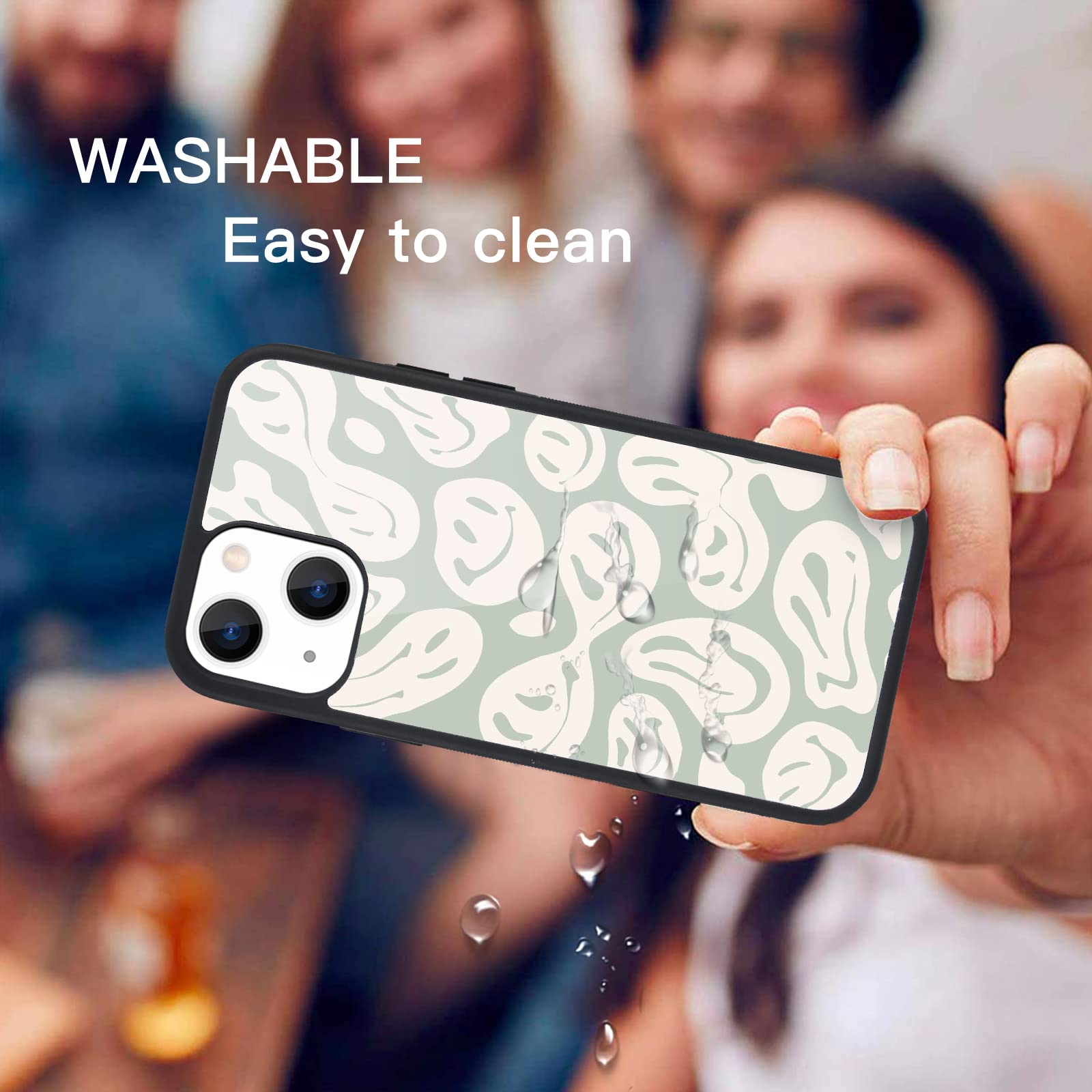 Maycari Compatible With Iphone 13 Pro Max Case For Children Women Happy Smile Face Hippie, Hard Back With Trippy Cute Pattern In